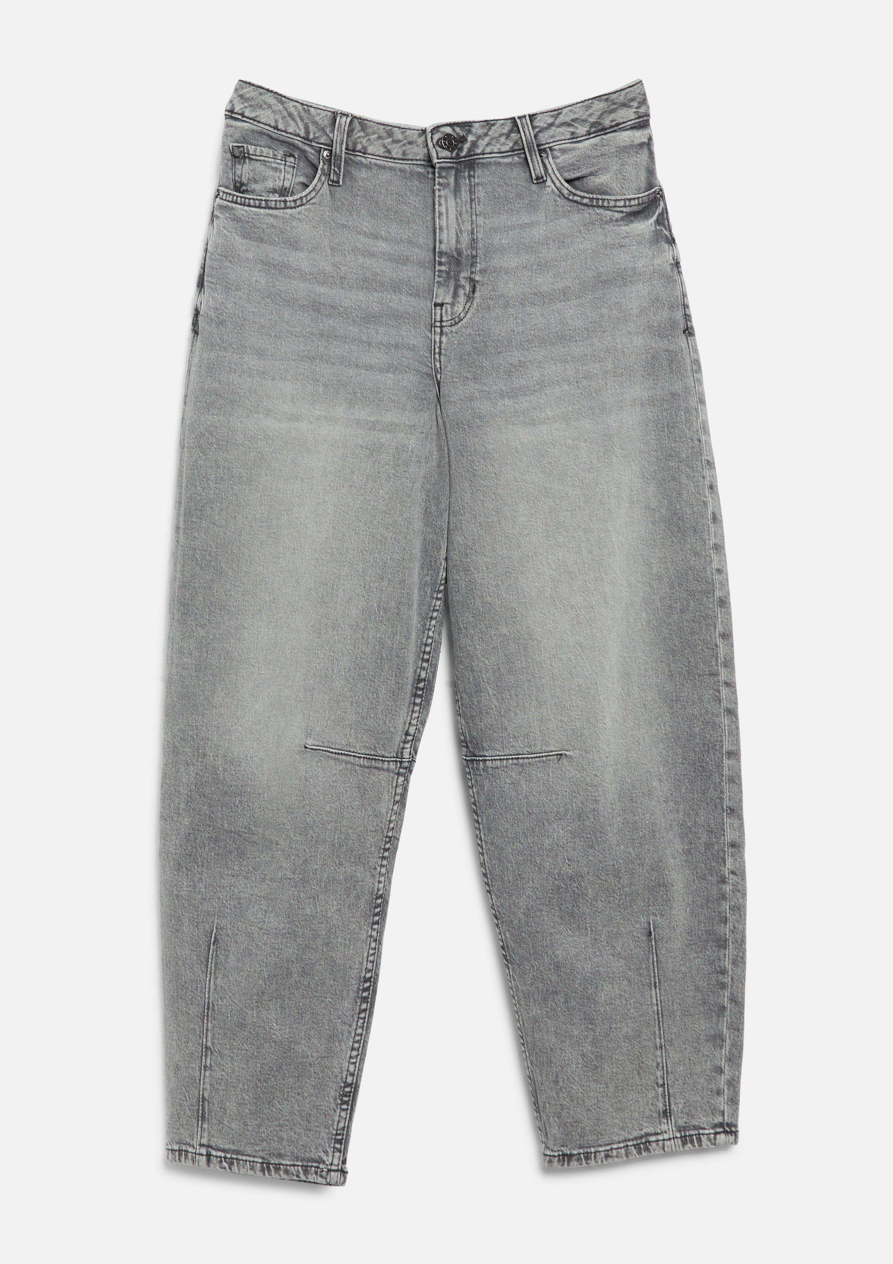 Dames Enkellange jeans / Regular fit / Hoge taille / Barrel-pijpen in grijs van s.Oliver