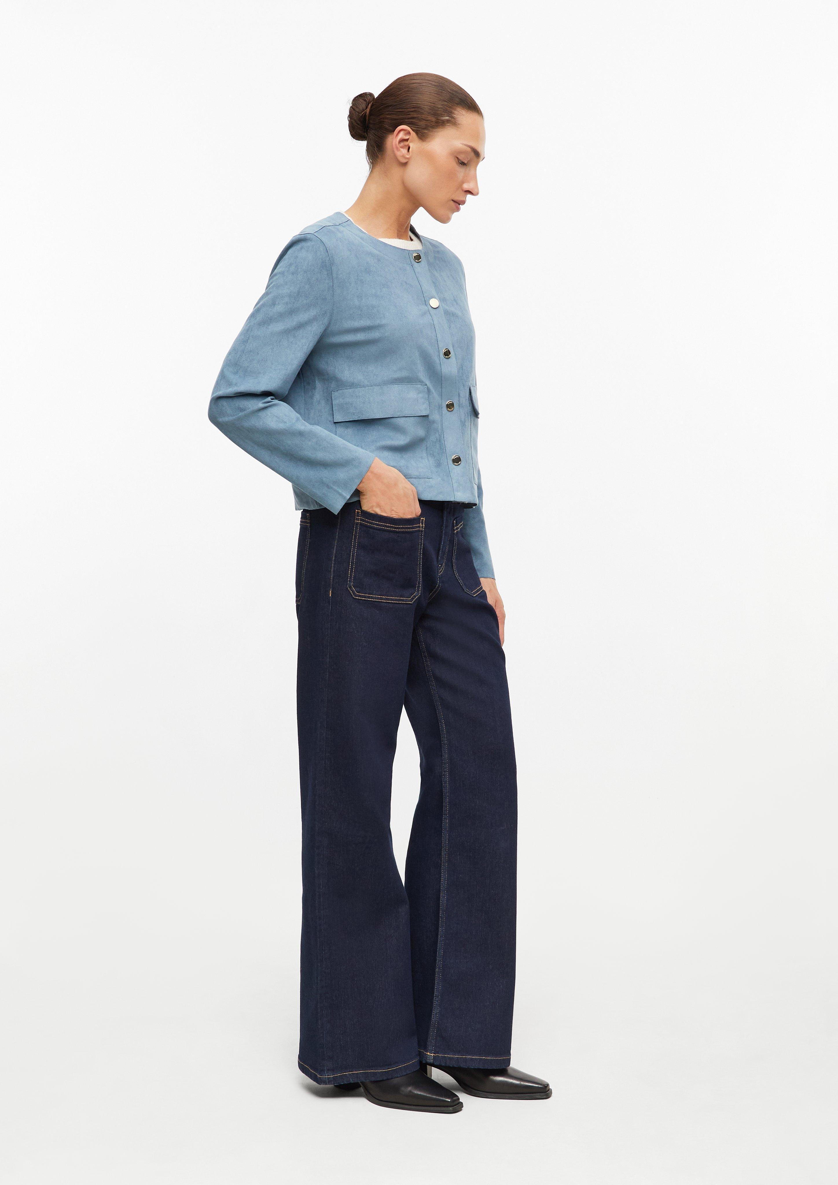 Dames Jasje in suède-look met opgezette zakken in blauw van s.Oliver BLACK LABEL