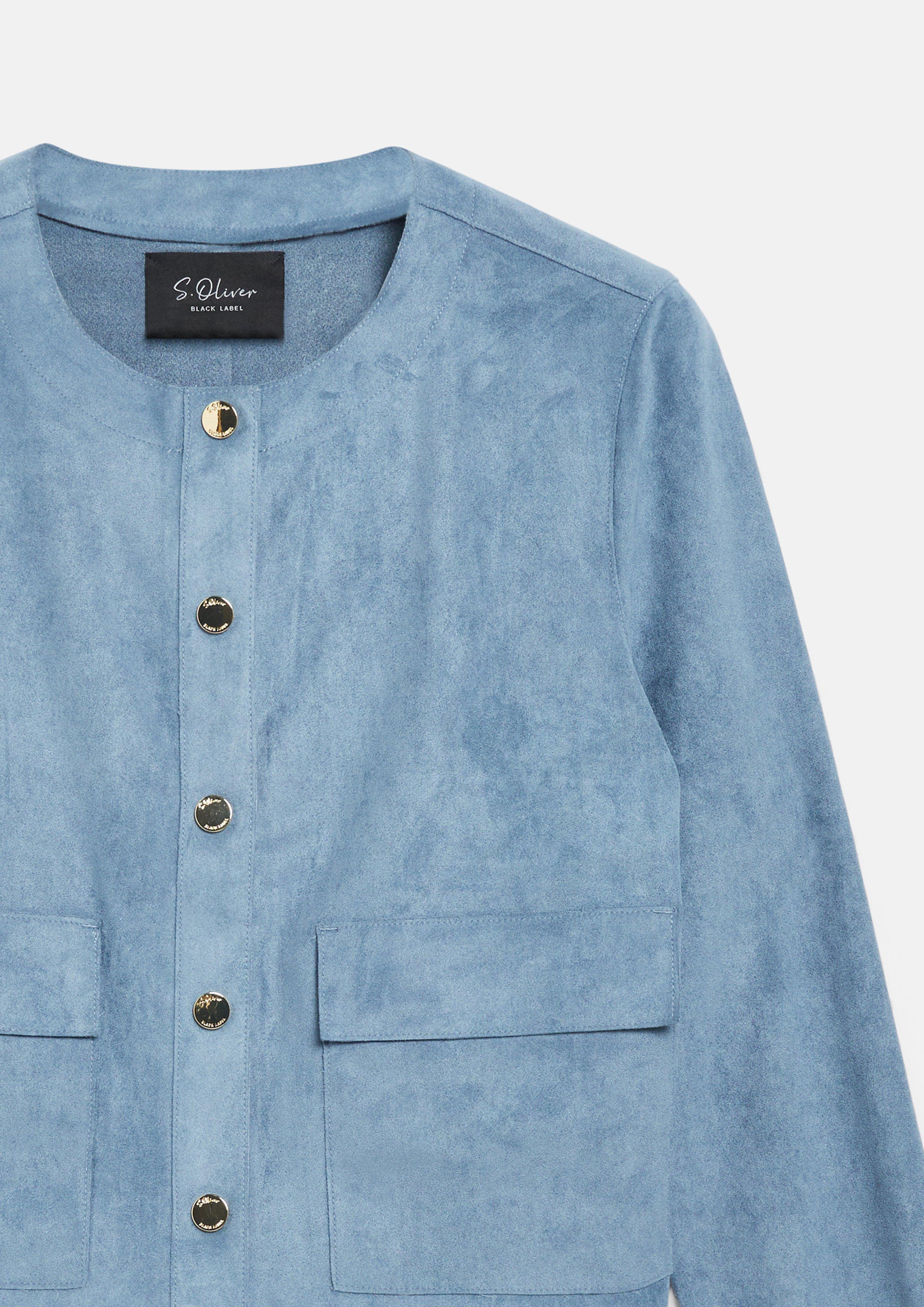 Dames Jasje in suède-look met opgezette zakken in blauw van s.Oliver BLACK LABEL