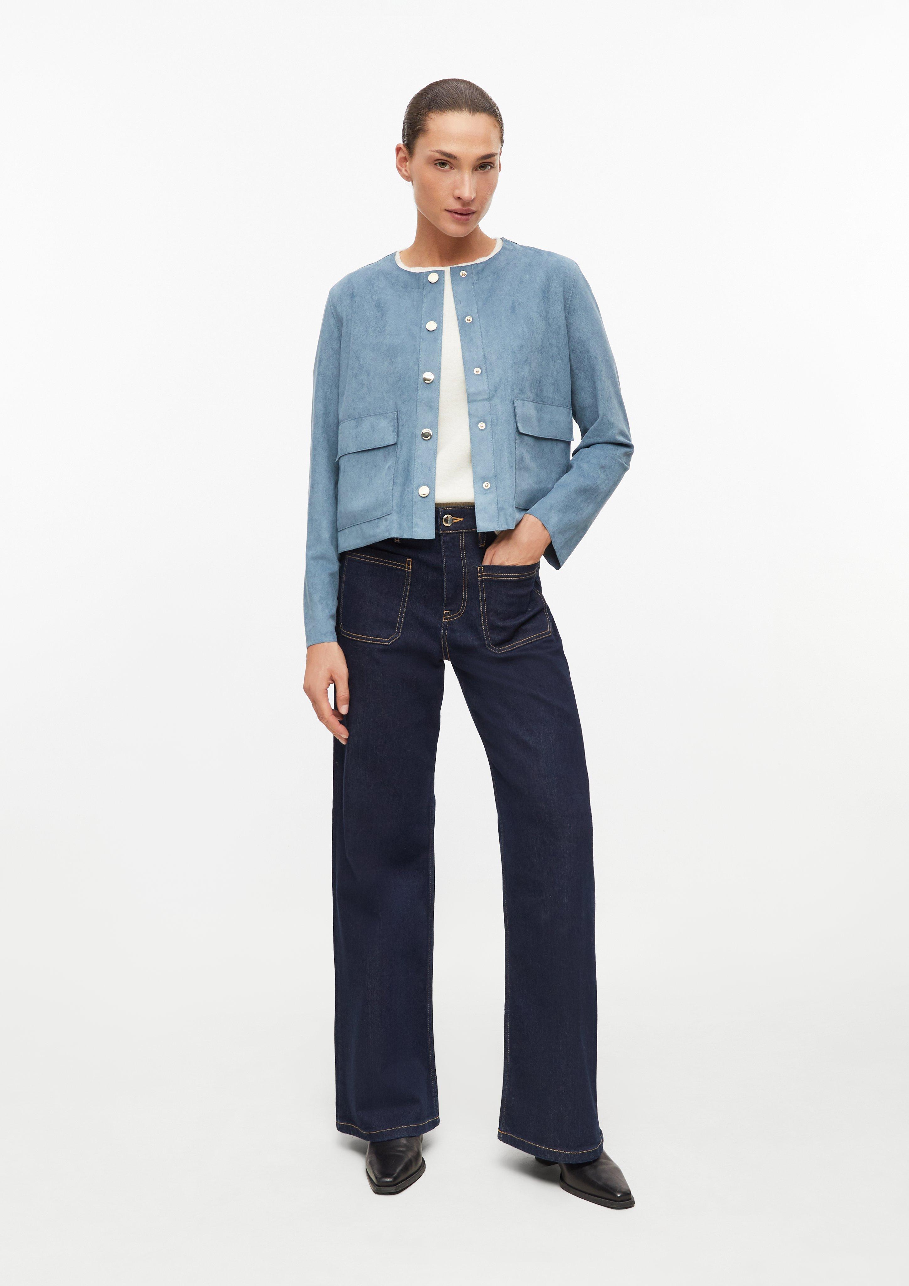 Dames Jasje in suède-look met opgezette zakken in blauw van s.Oliver BLACK LABEL