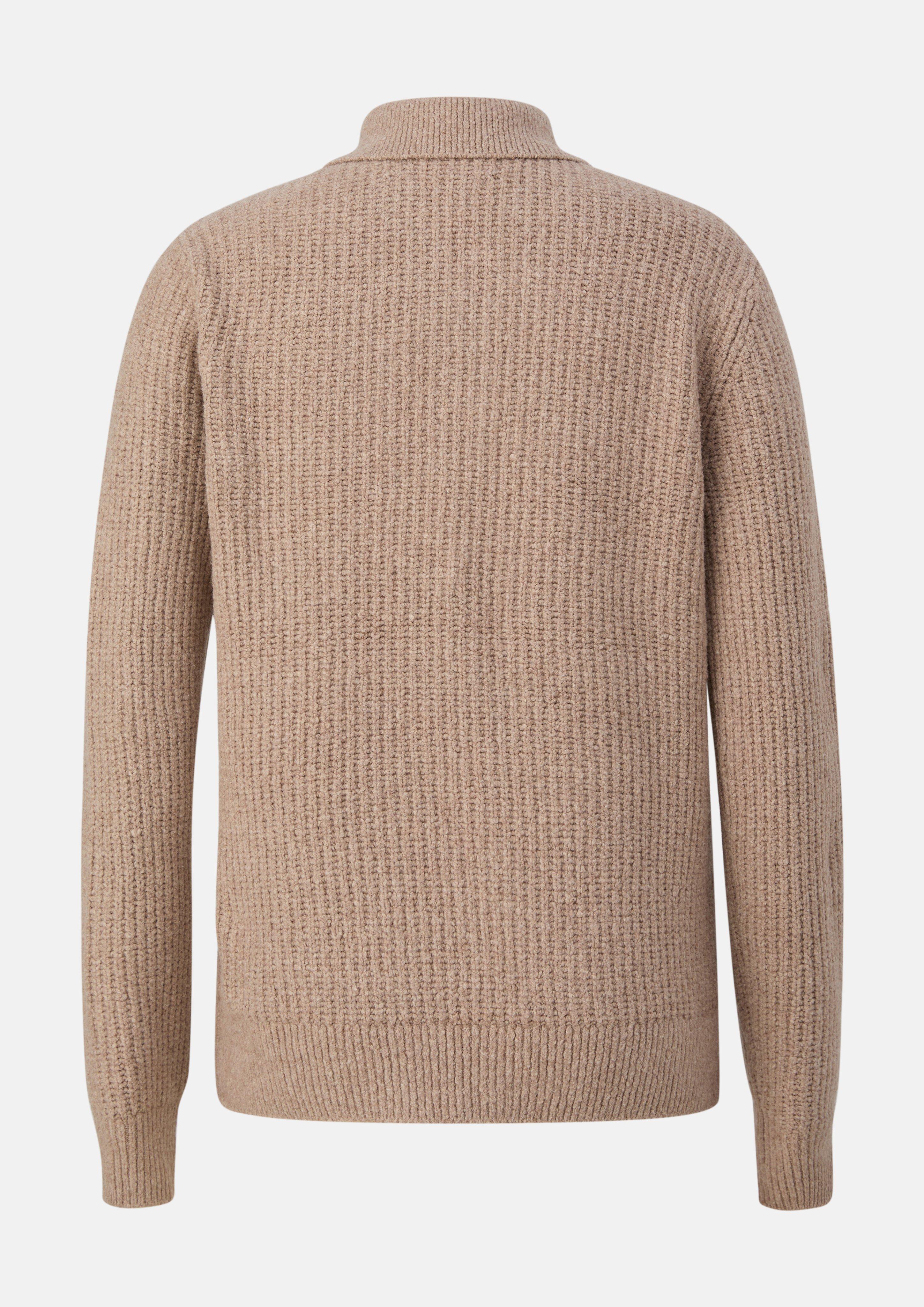 Kinder Strickpullover aus Bouclé mit Polokragen in braun von s.Oliver