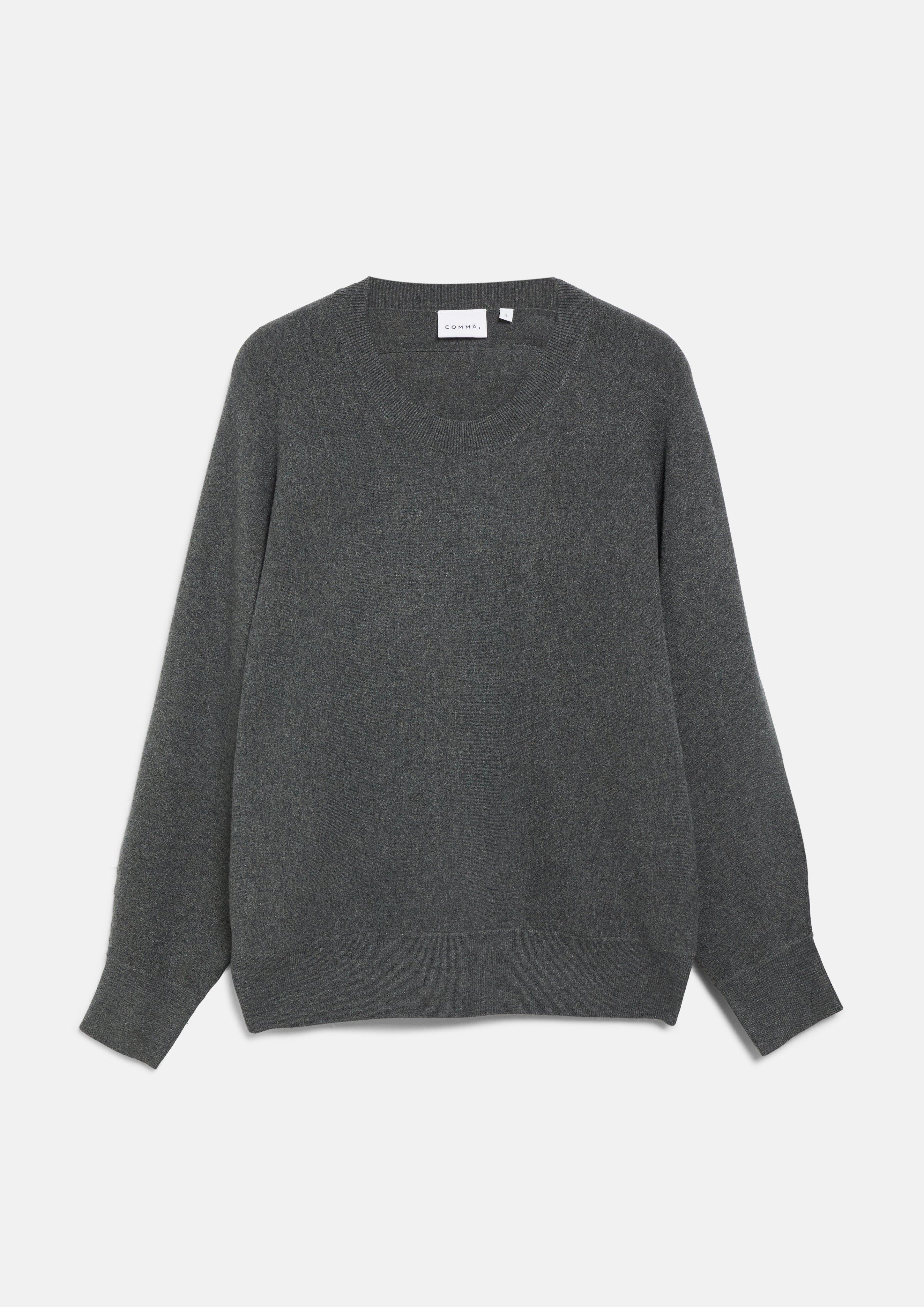 Oversize-Strickpullover mit Fledermausärmeln in grau von COMMA