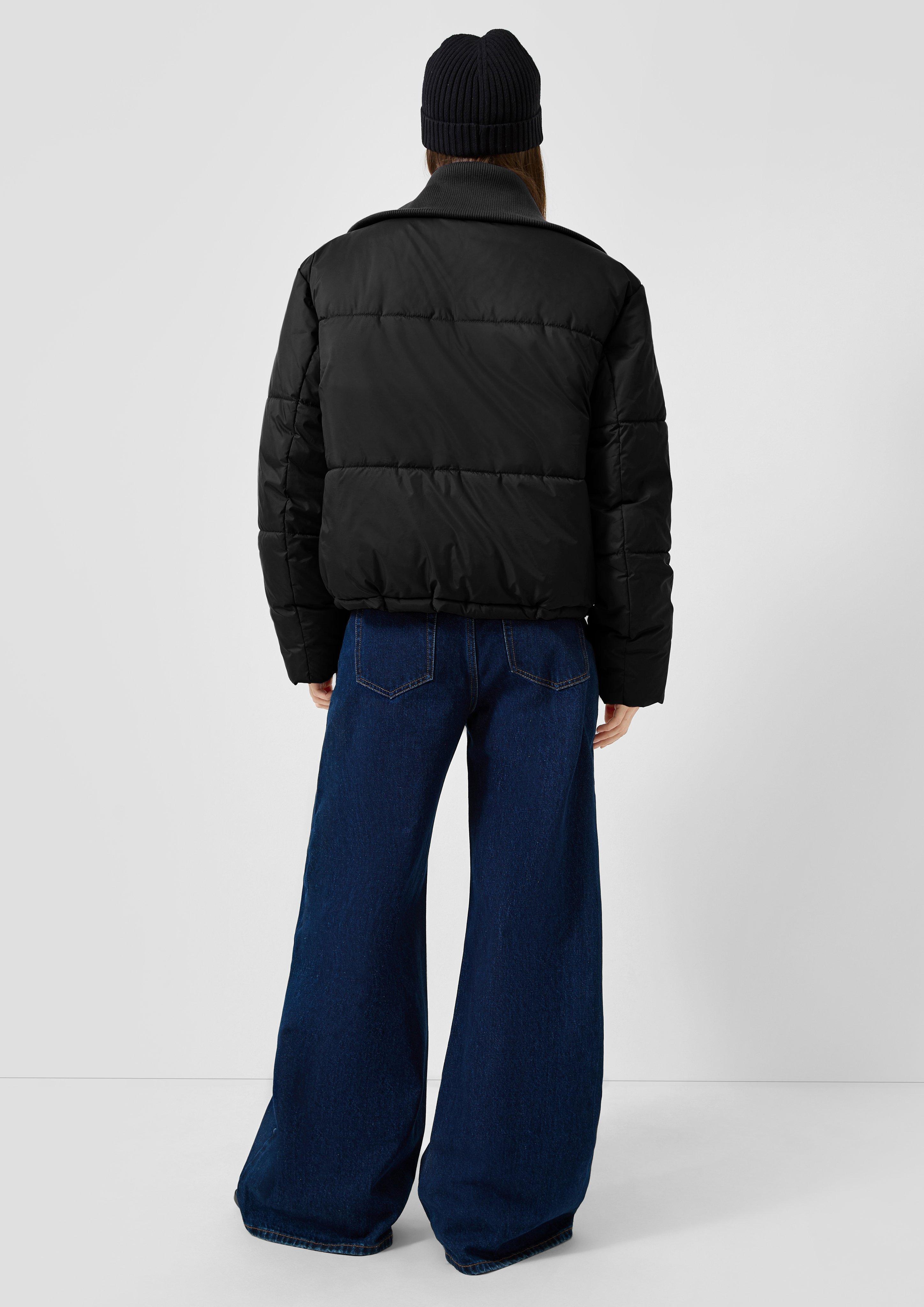 Damen Pufferjacke mit integriertem Strickkragen in schwarz von QS