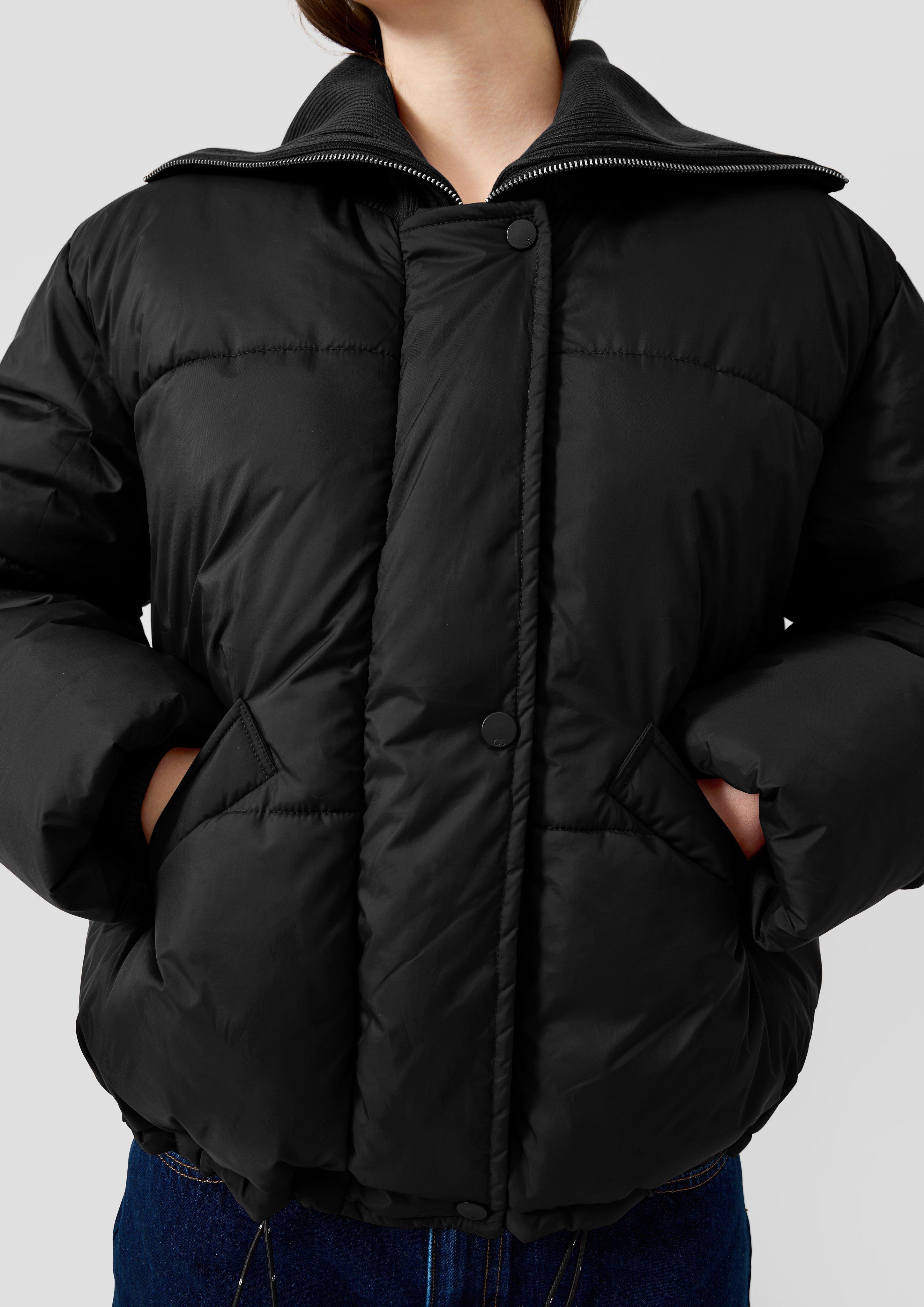 Damen Pufferjacke mit integriertem Strickkragen in schwarz von QS