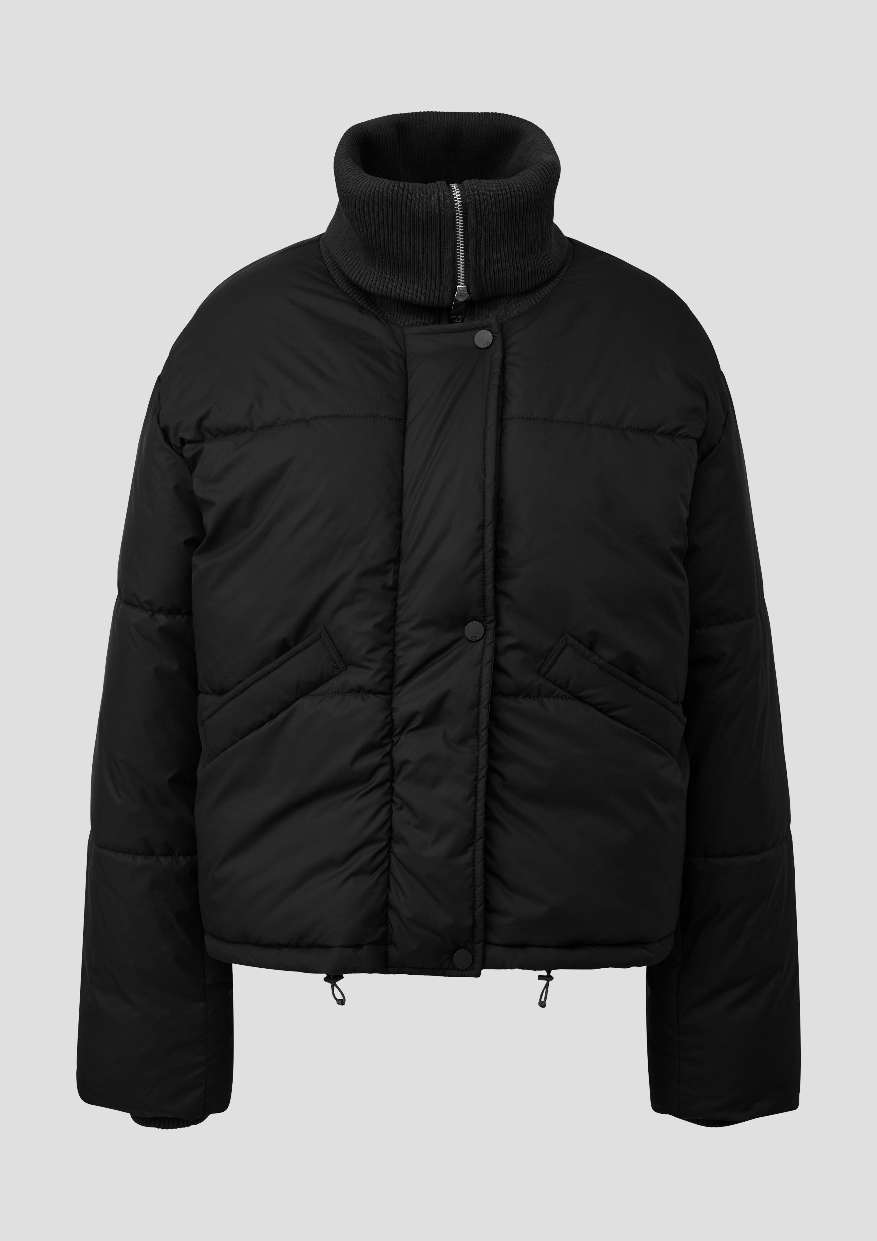 Damen Pufferjacke mit integriertem Strickkragen in schwarz von QS