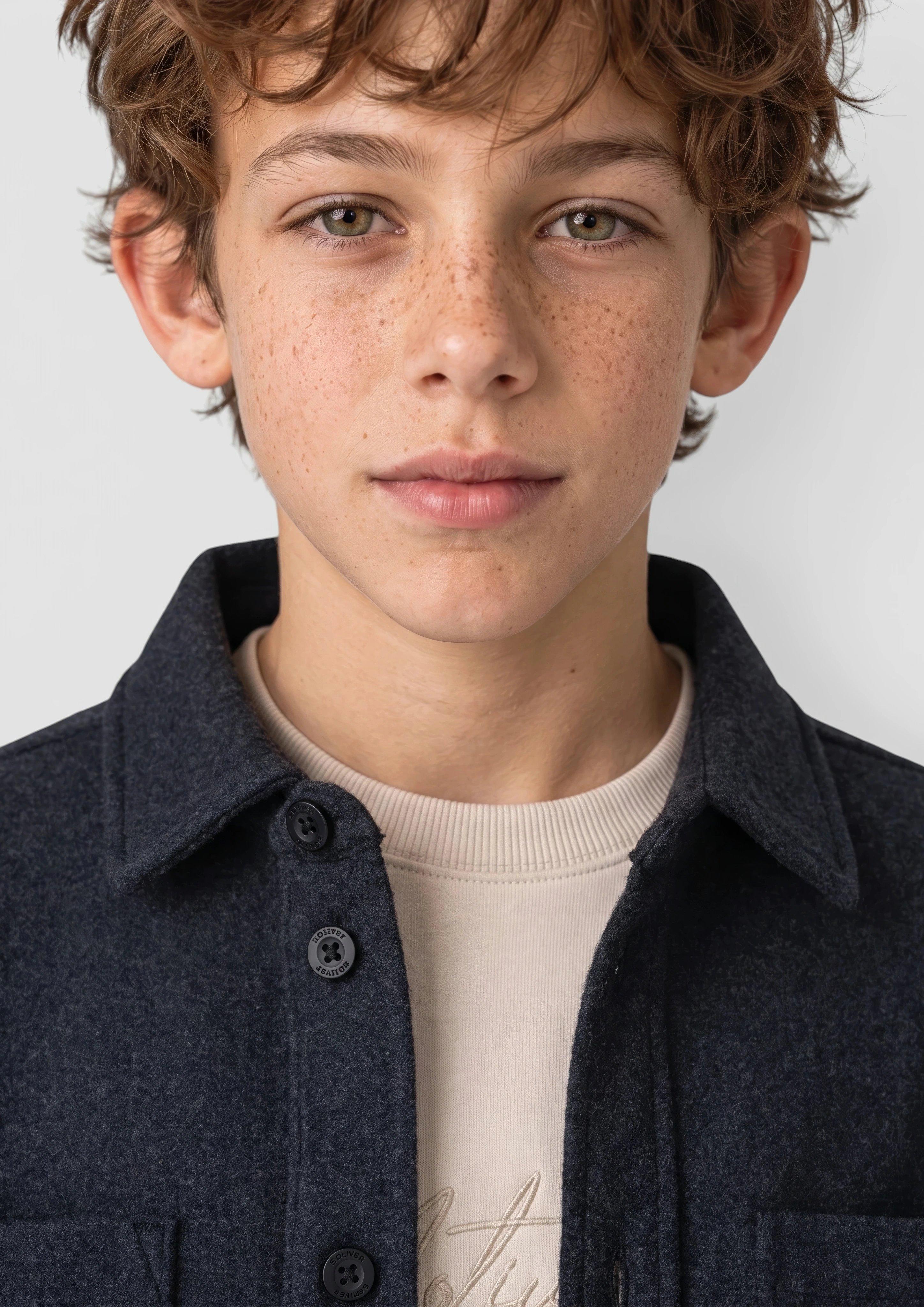 Kids Wool-Look Overshirt in black by s.Oliver