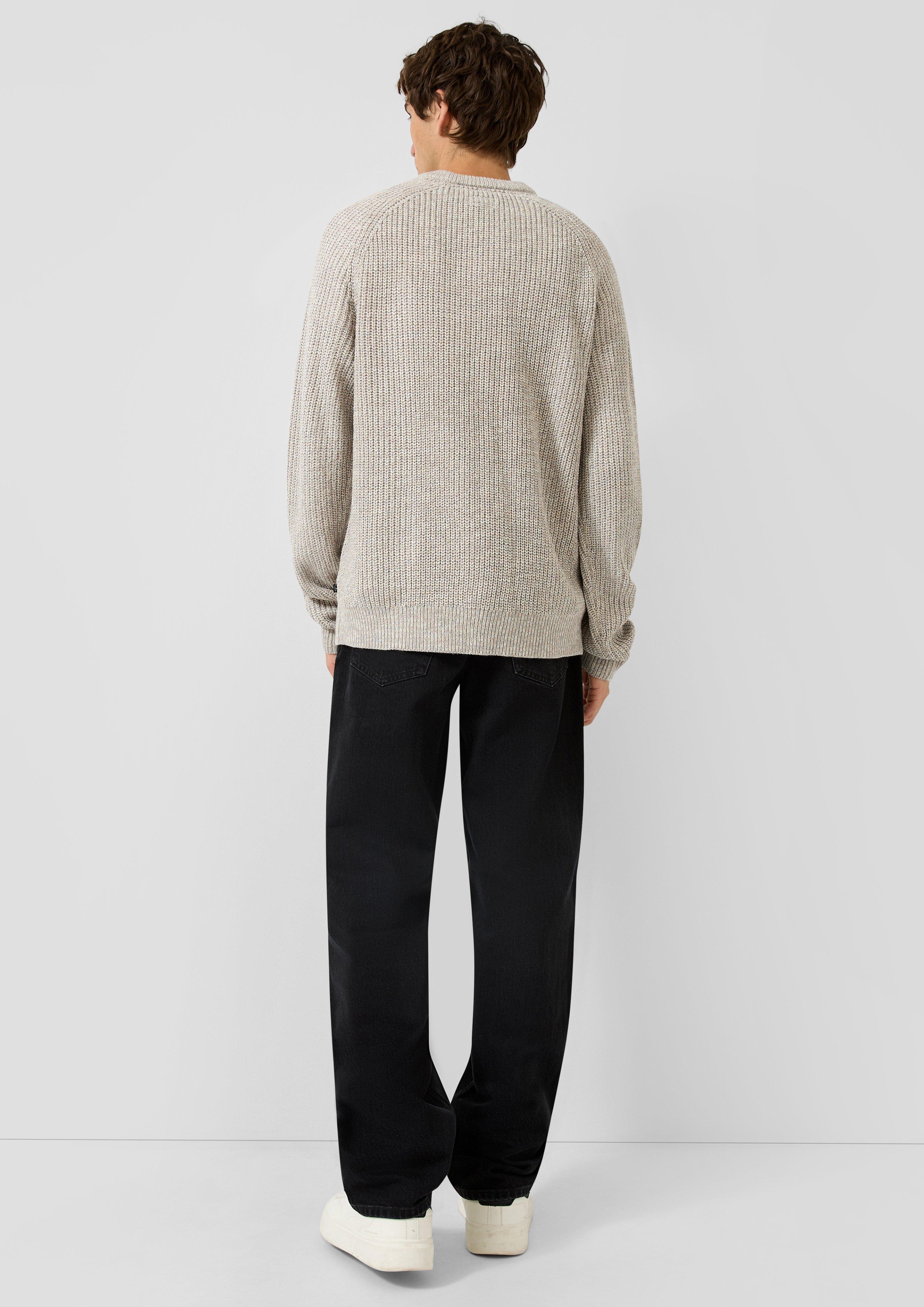 Men Knitted pullover in beige by QS
