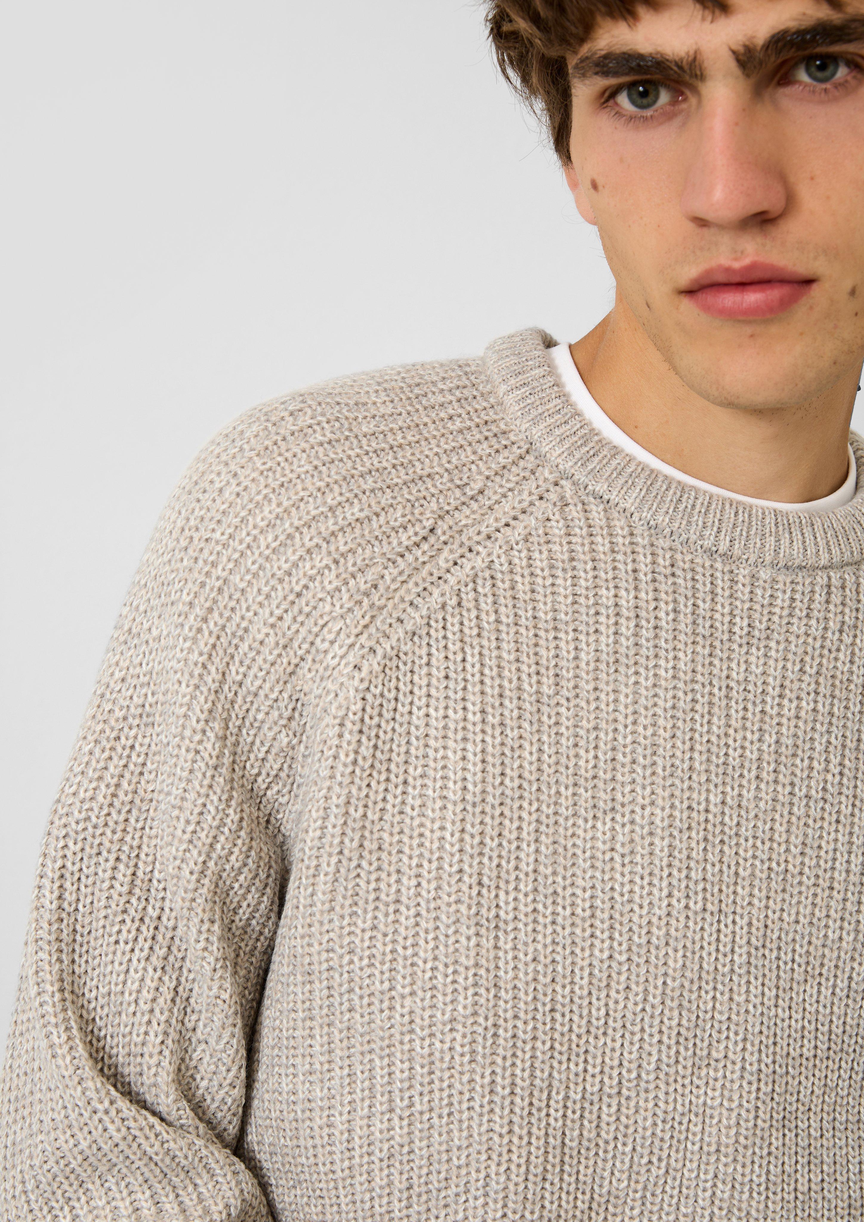 Men Knitted pullover in beige by QS