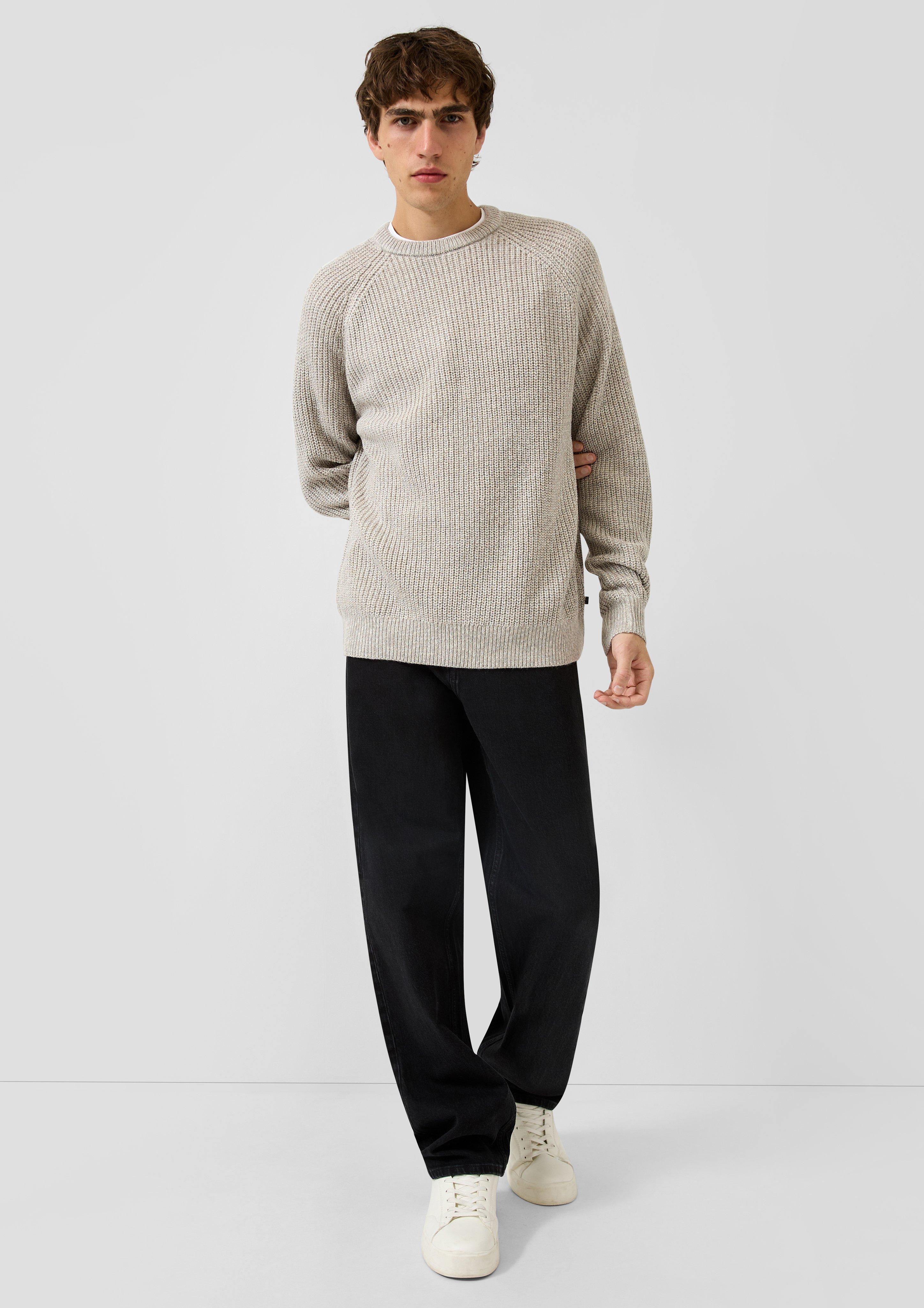 Men Knitted pullover in beige by QS