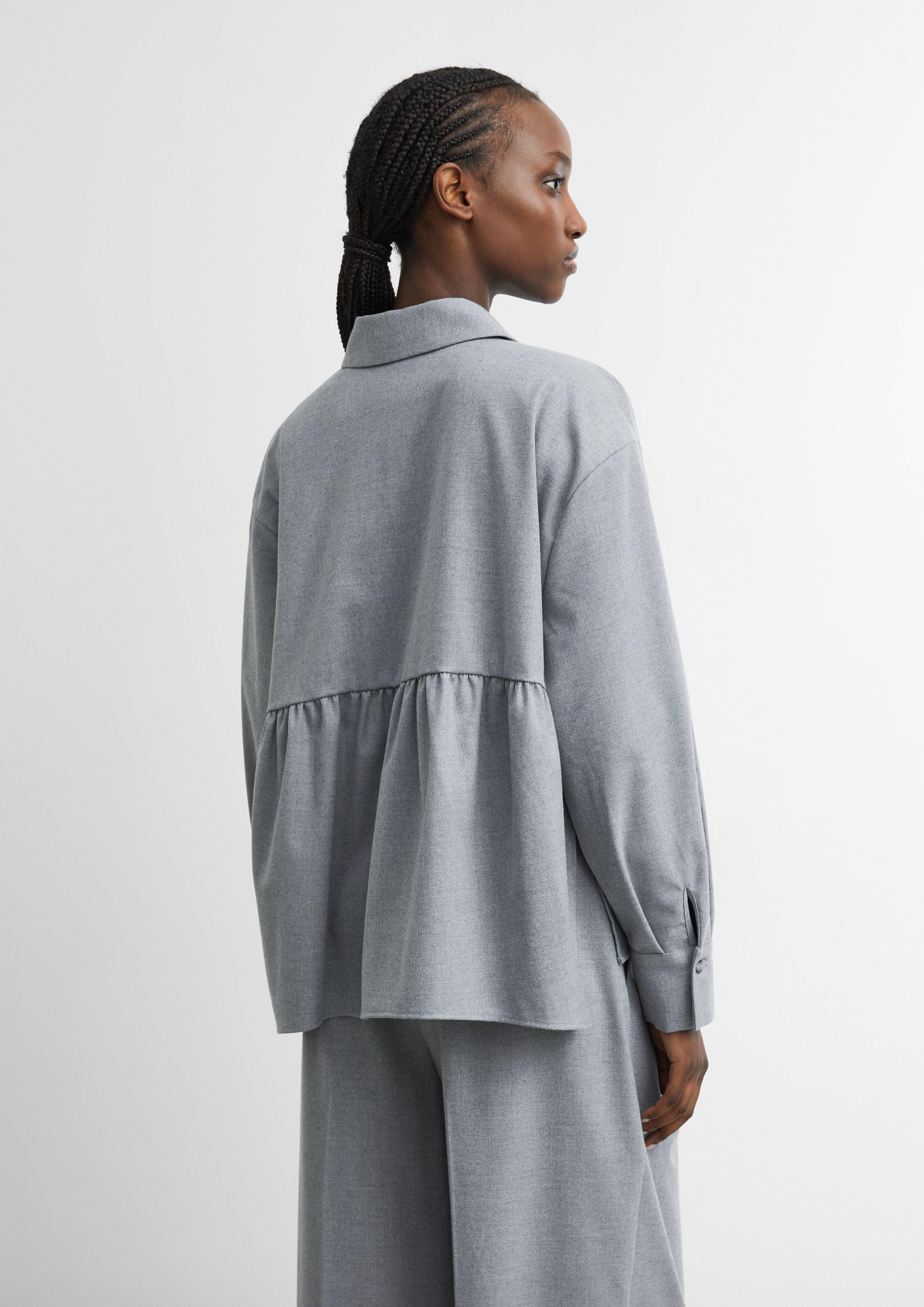 Weites Flanell-Hemd mit seitlichen Schlitzen in grau von COMMA