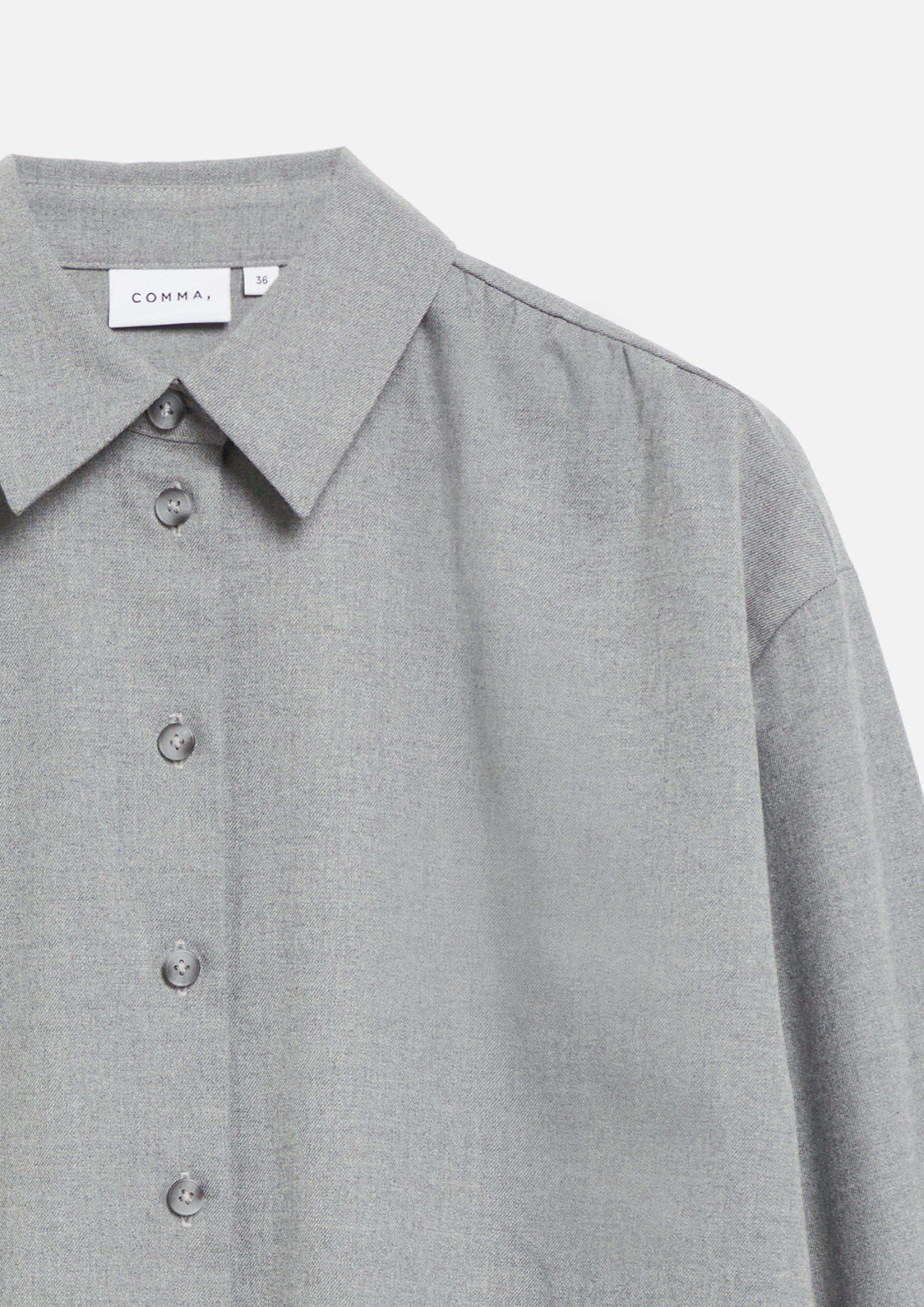Weites Flanell-Hemd mit seitlichen Schlitzen in grau von COMMA