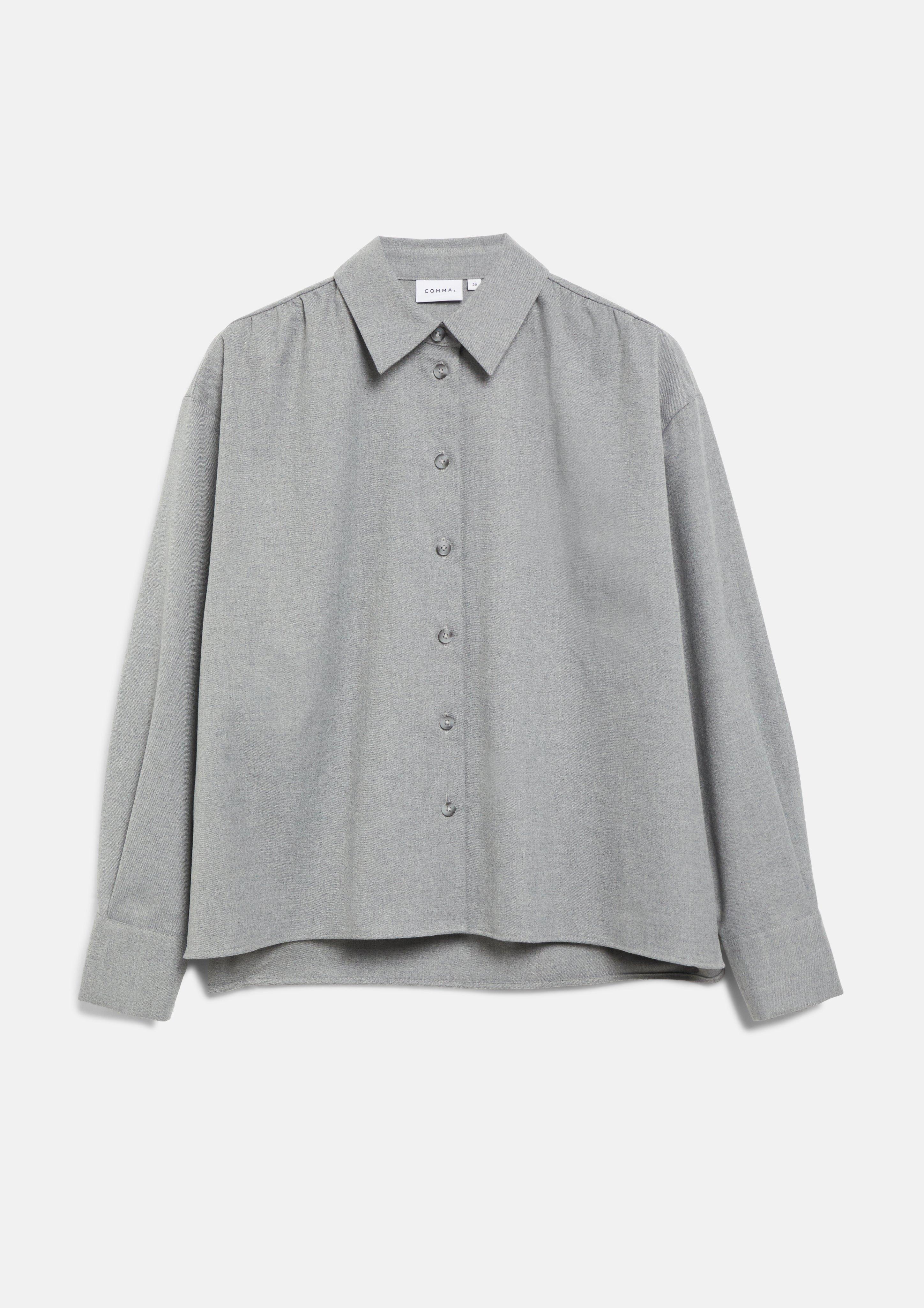 Weites Flanell-Hemd mit seitlichen Schlitzen in grau von COMMA