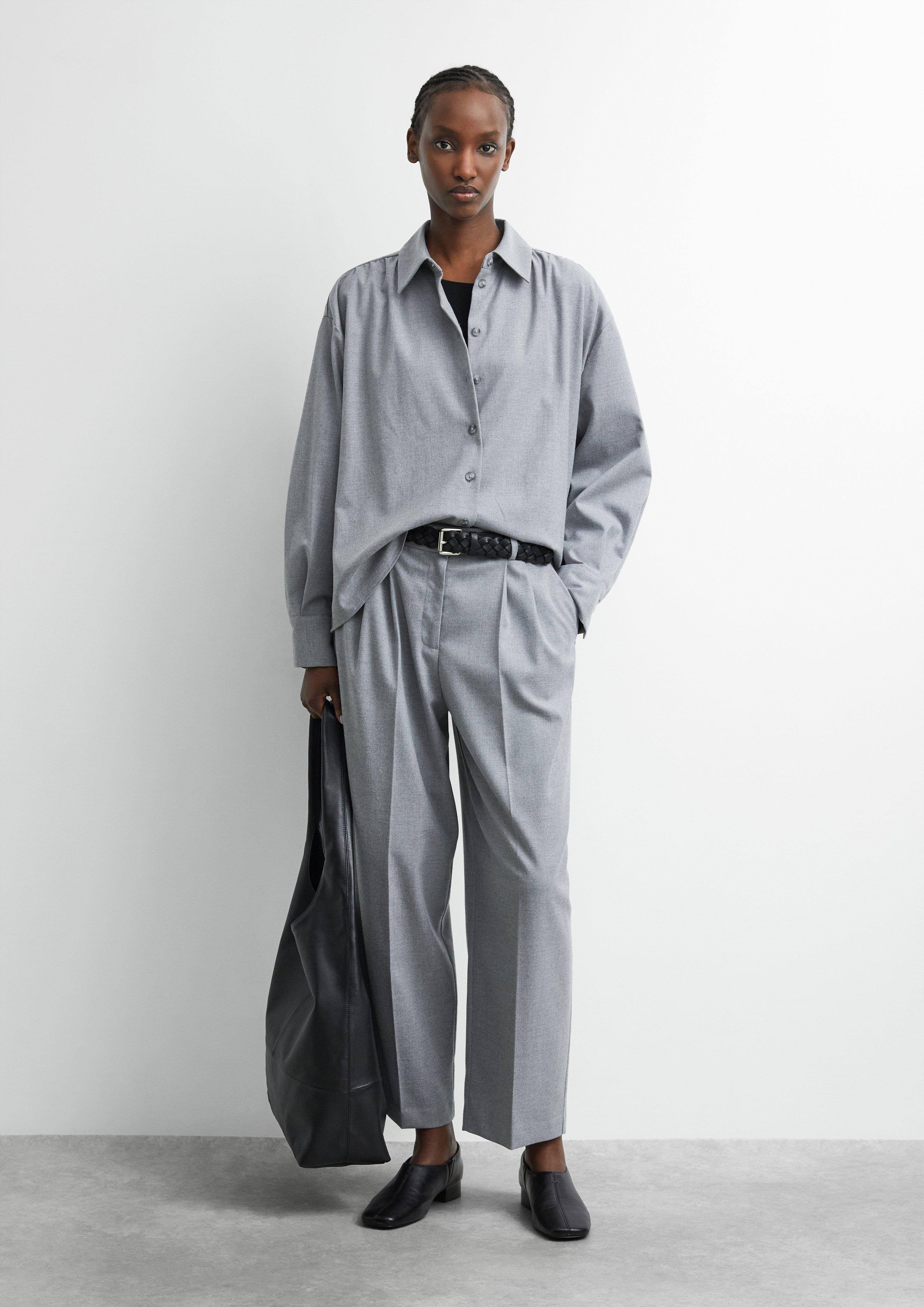 Weites Flanell-Hemd mit seitlichen Schlitzen in grau von COMMA