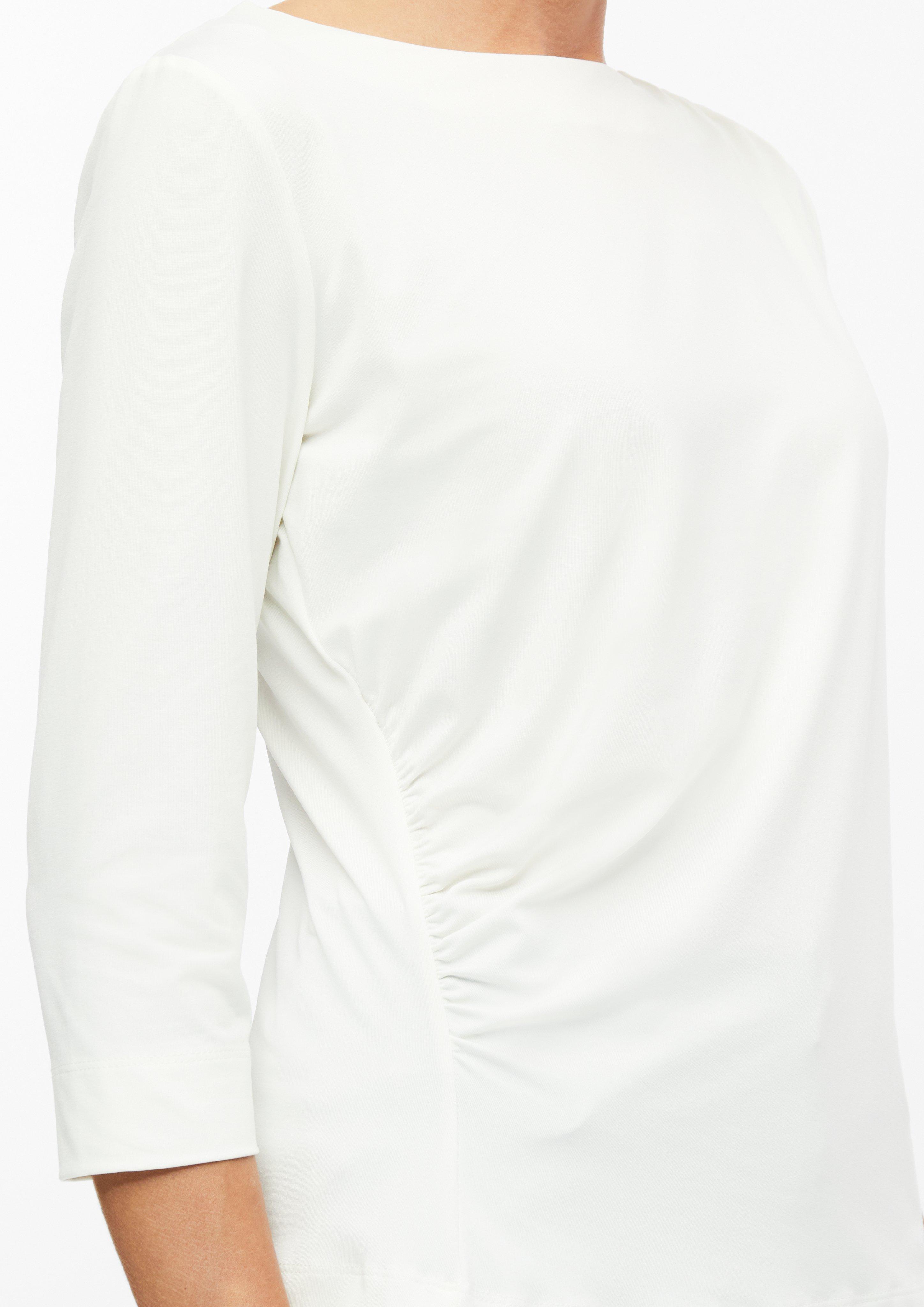 Femmes T-shirt coupe slim avec fronces sur les côtés en crème de s.Oliver BLACK LABEL
