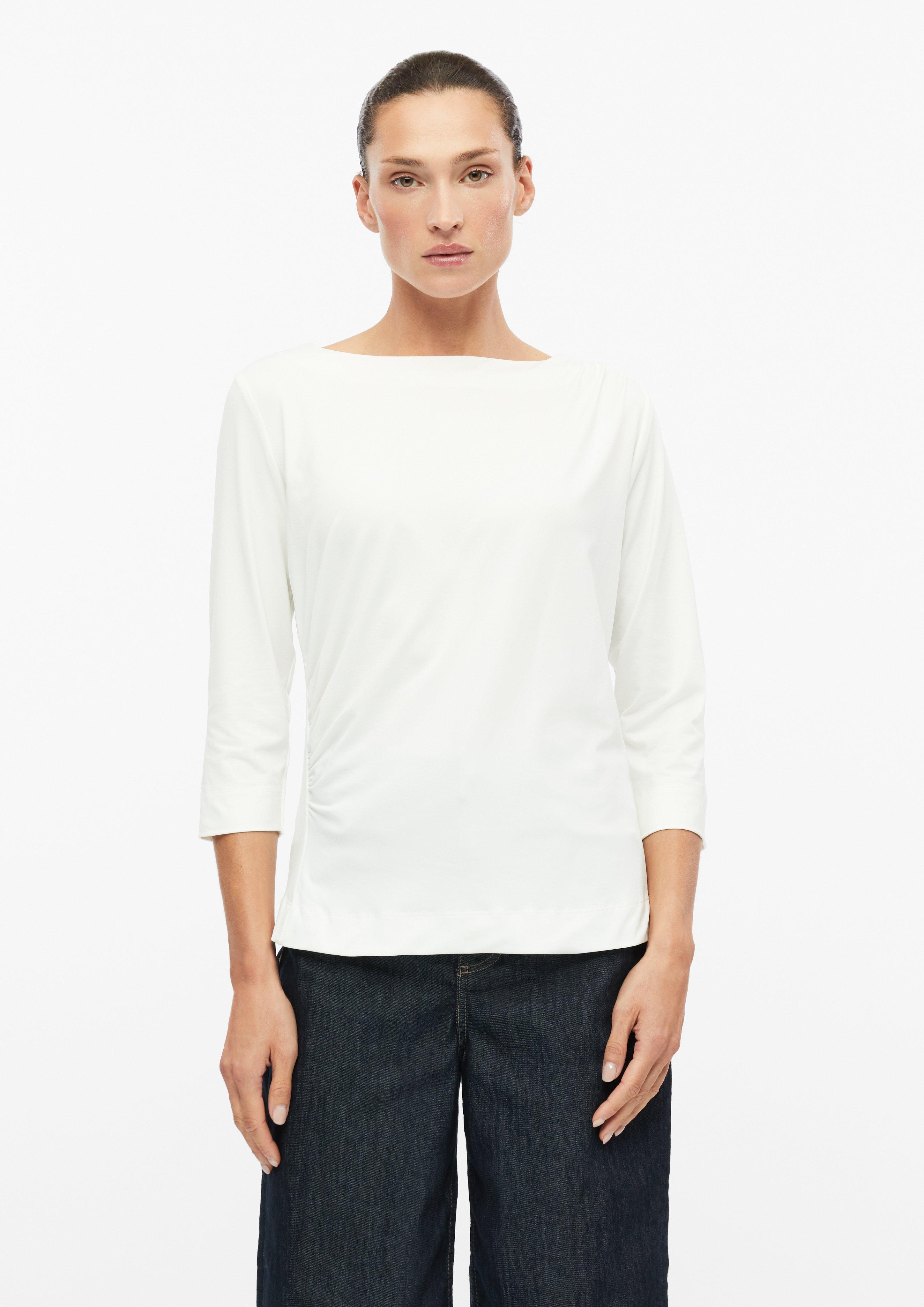 Dames T-shirt met plooien aan de zijkant in slim fit in crème van s.Oliver BLACK LABEL