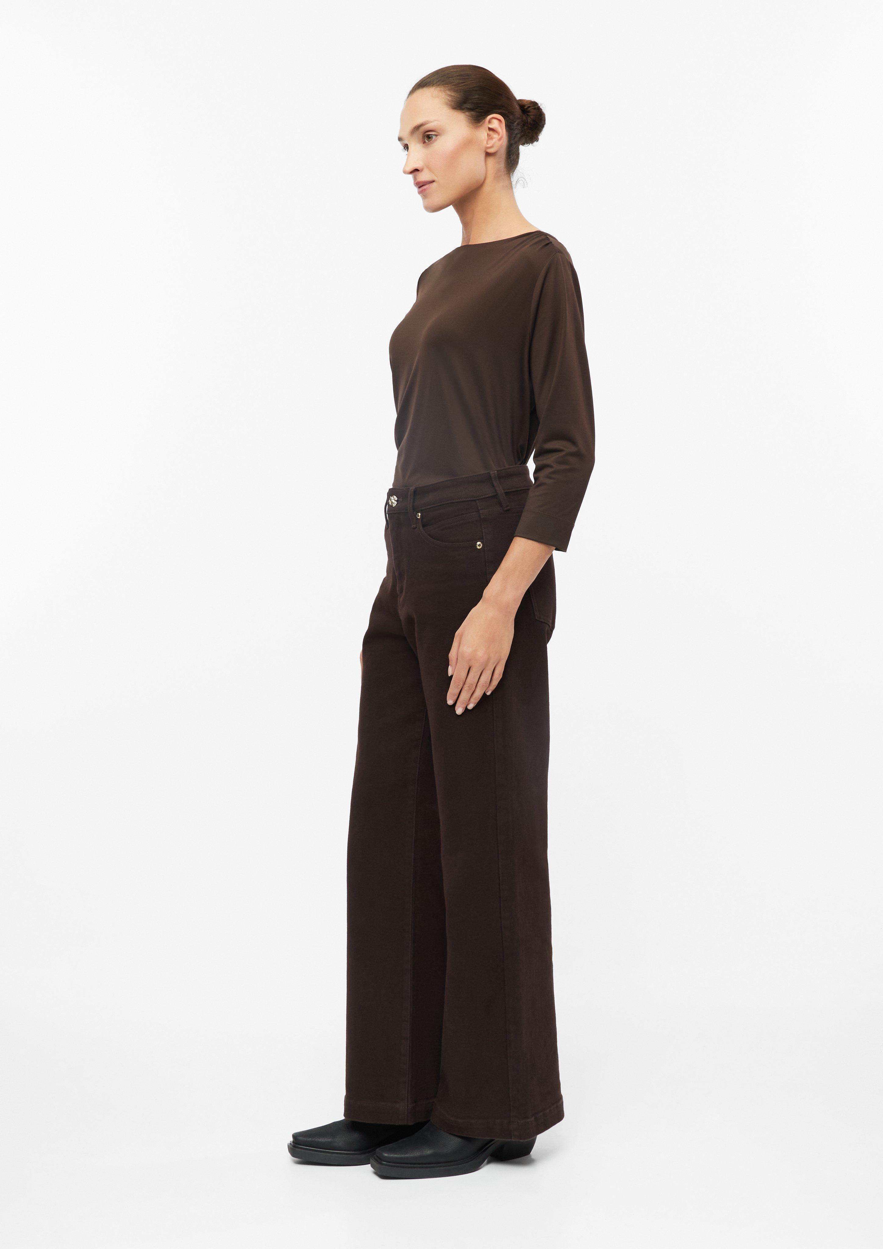 Femmes T-shirt coupe slim avec fronces sur les côtés en brun de s.Oliver BLACK LABEL