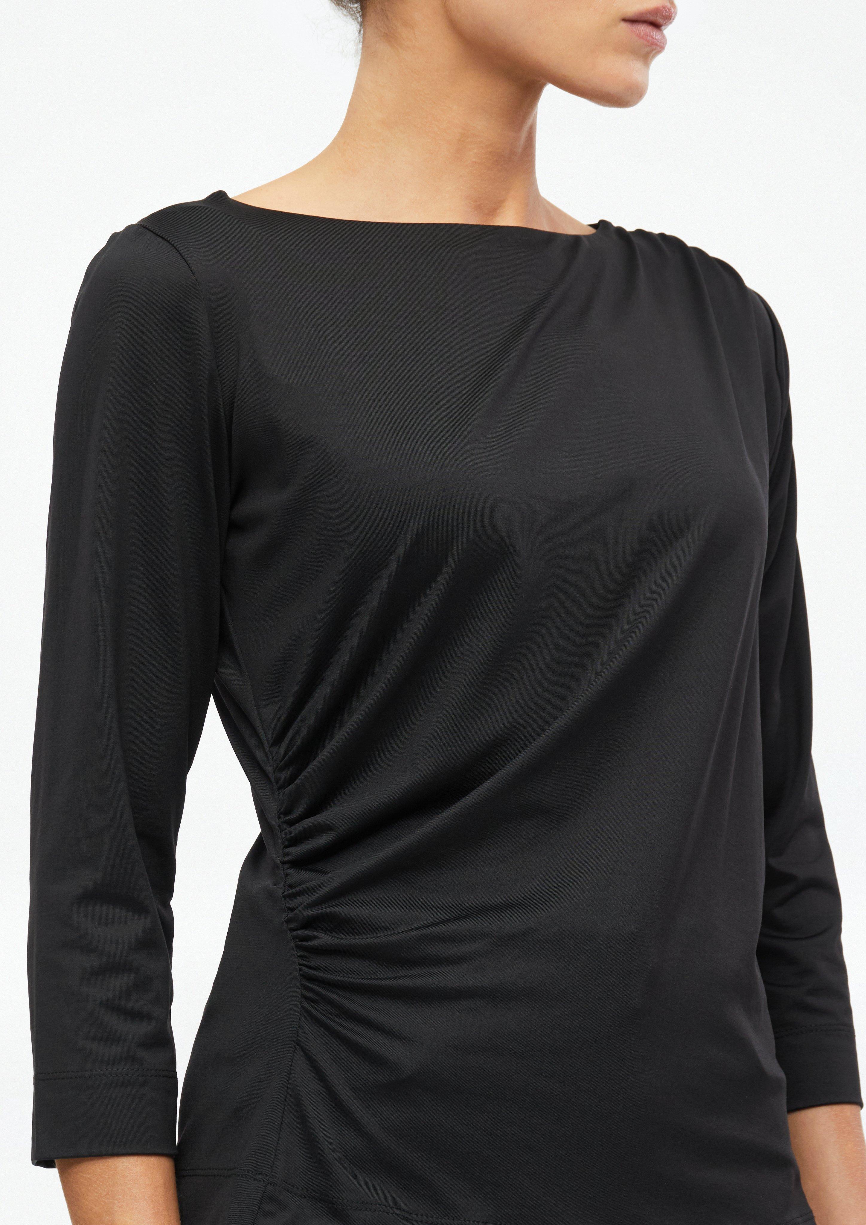 Dámy Tričko s bočním nařasením, střih Slim Fit v barvě černá od s.Oliver BLACK LABEL