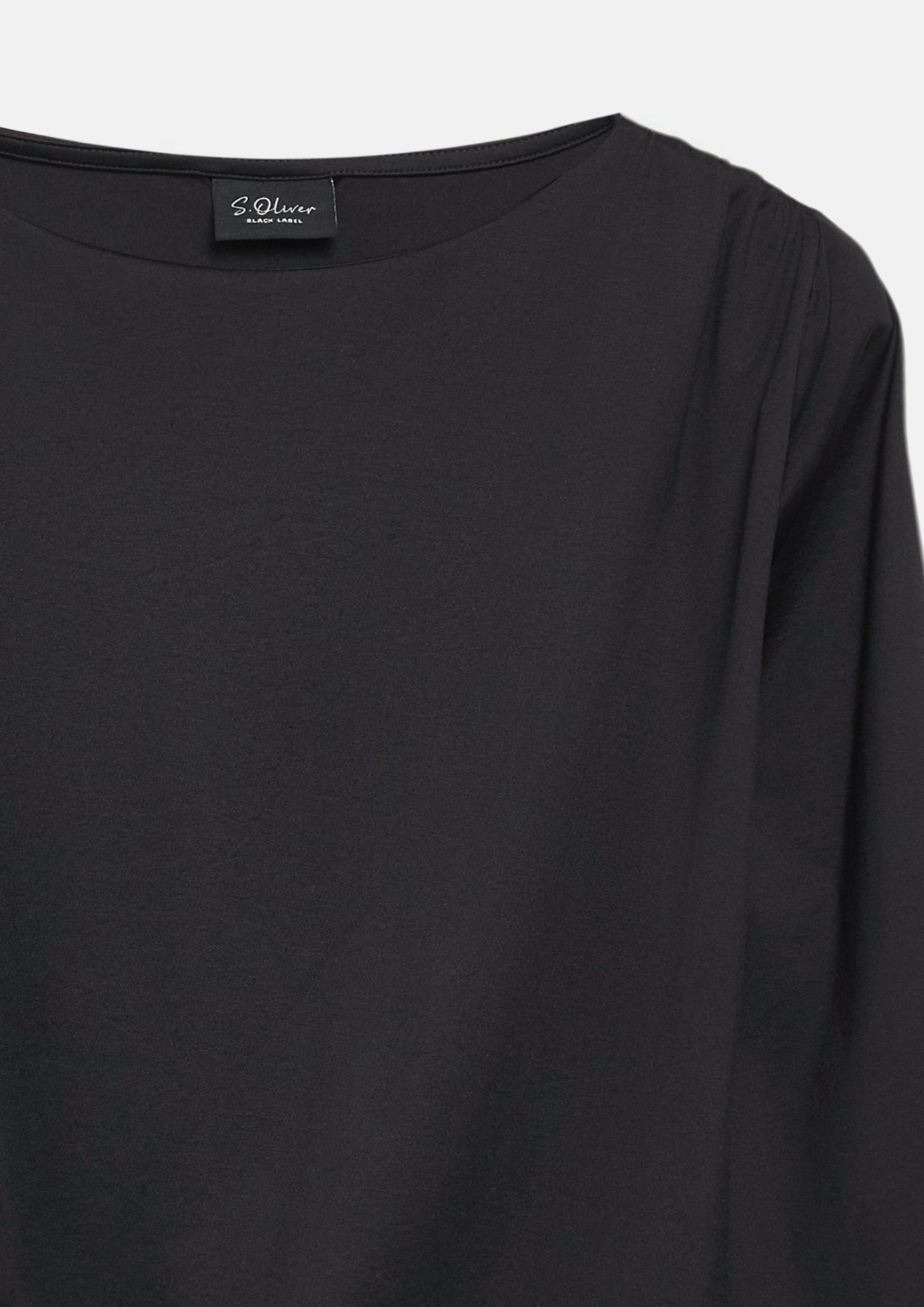 Dámy Tričko s bočním nařasením, střih Slim Fit v barvě černá od s.Oliver BLACK LABEL