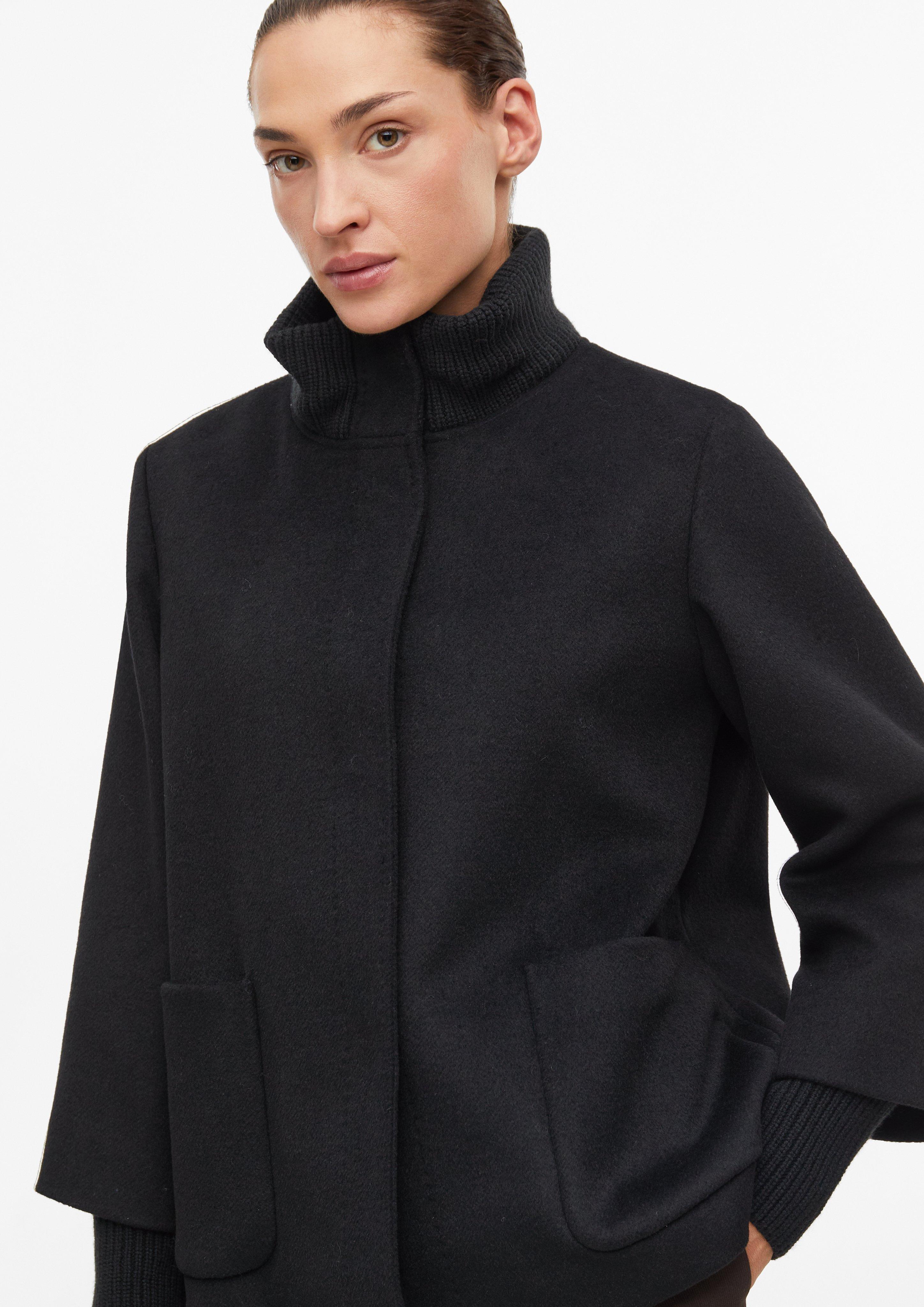 Damen Jacke im Relaxed Fit mit Strickkragen in schwarz von s.Oliver BLACK LABEL