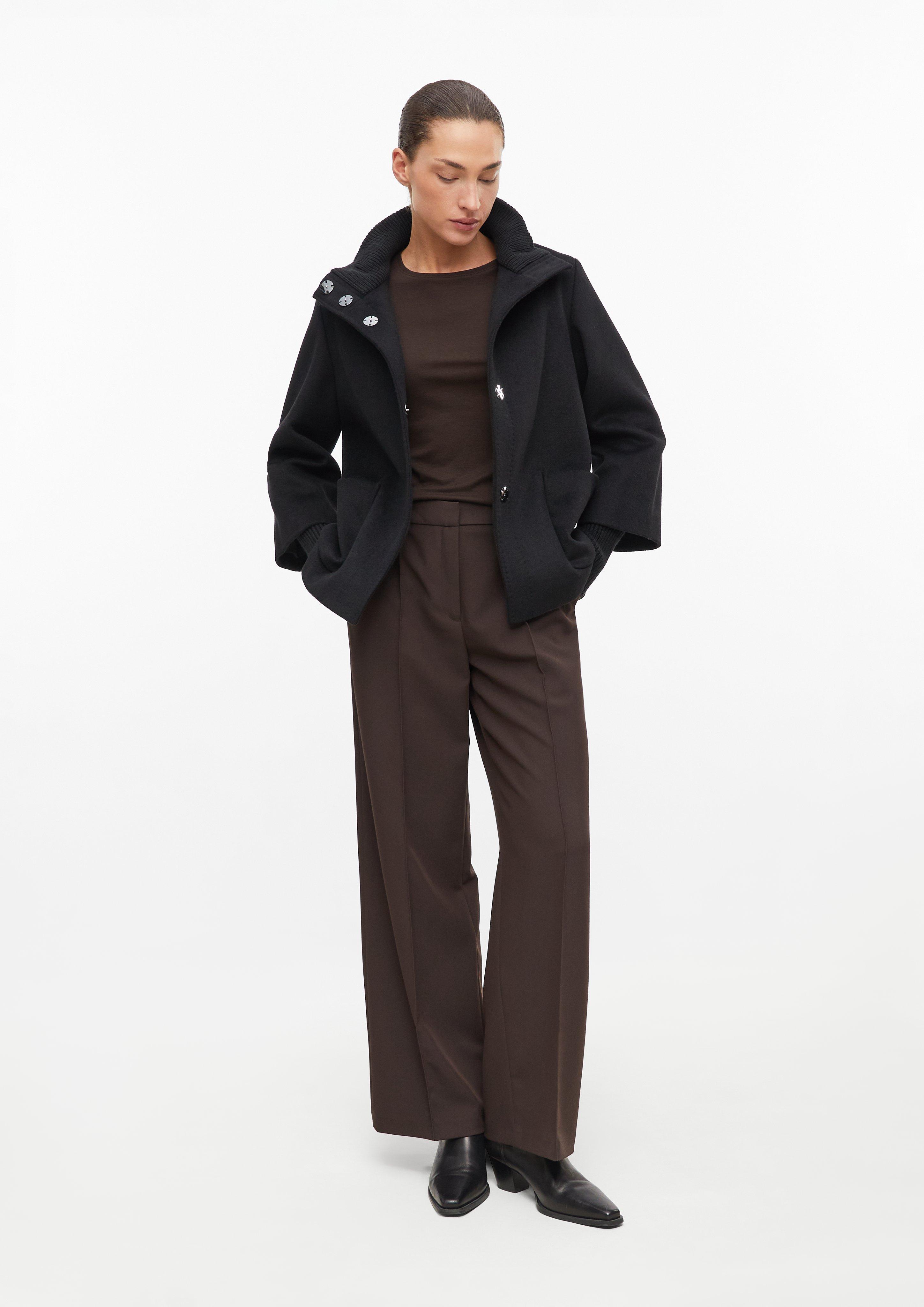 Damen Jacke im Relaxed Fit mit Strickkragen in schwarz von s.Oliver BLACK LABEL