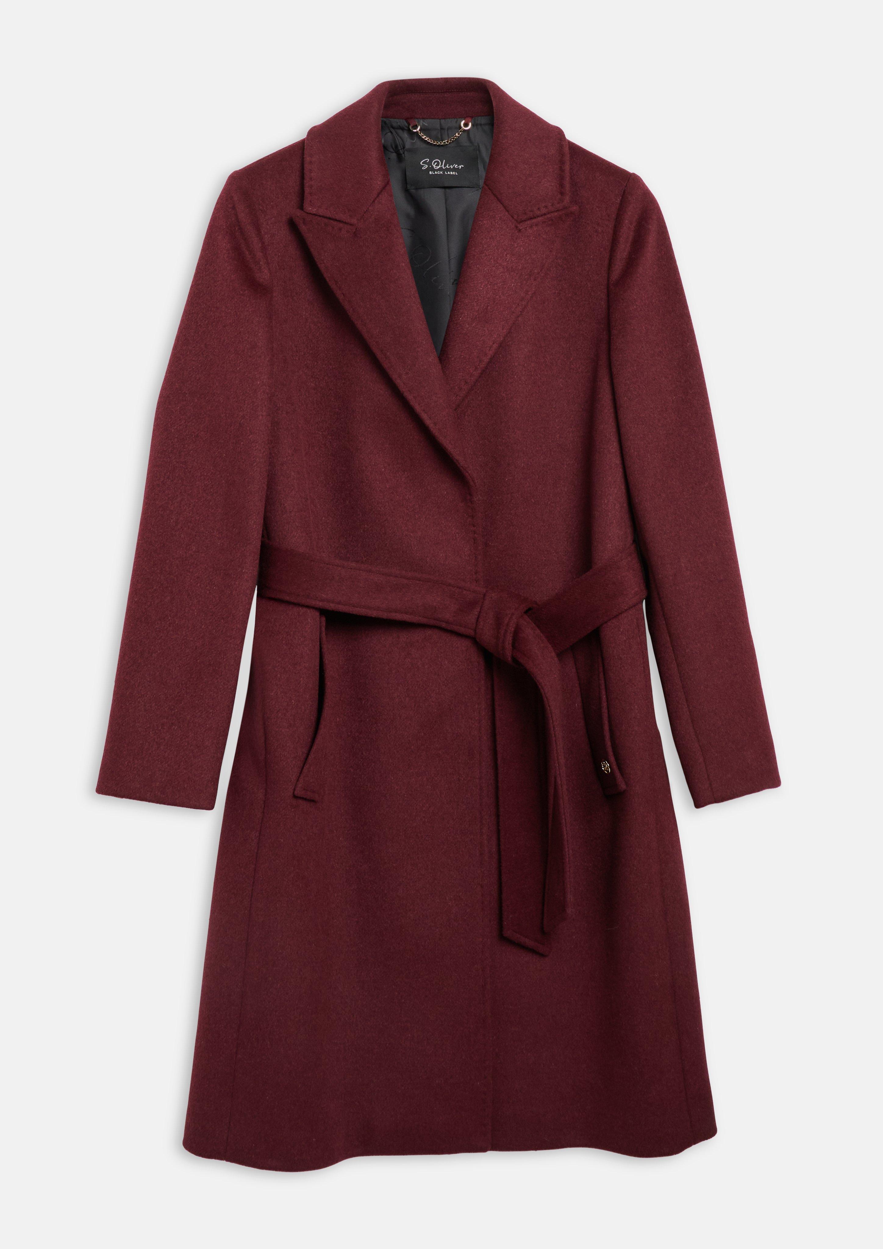 Damen Mantel aus Wollmix mit Bindegürtel in rot von s.Oliver BLACK LABEL