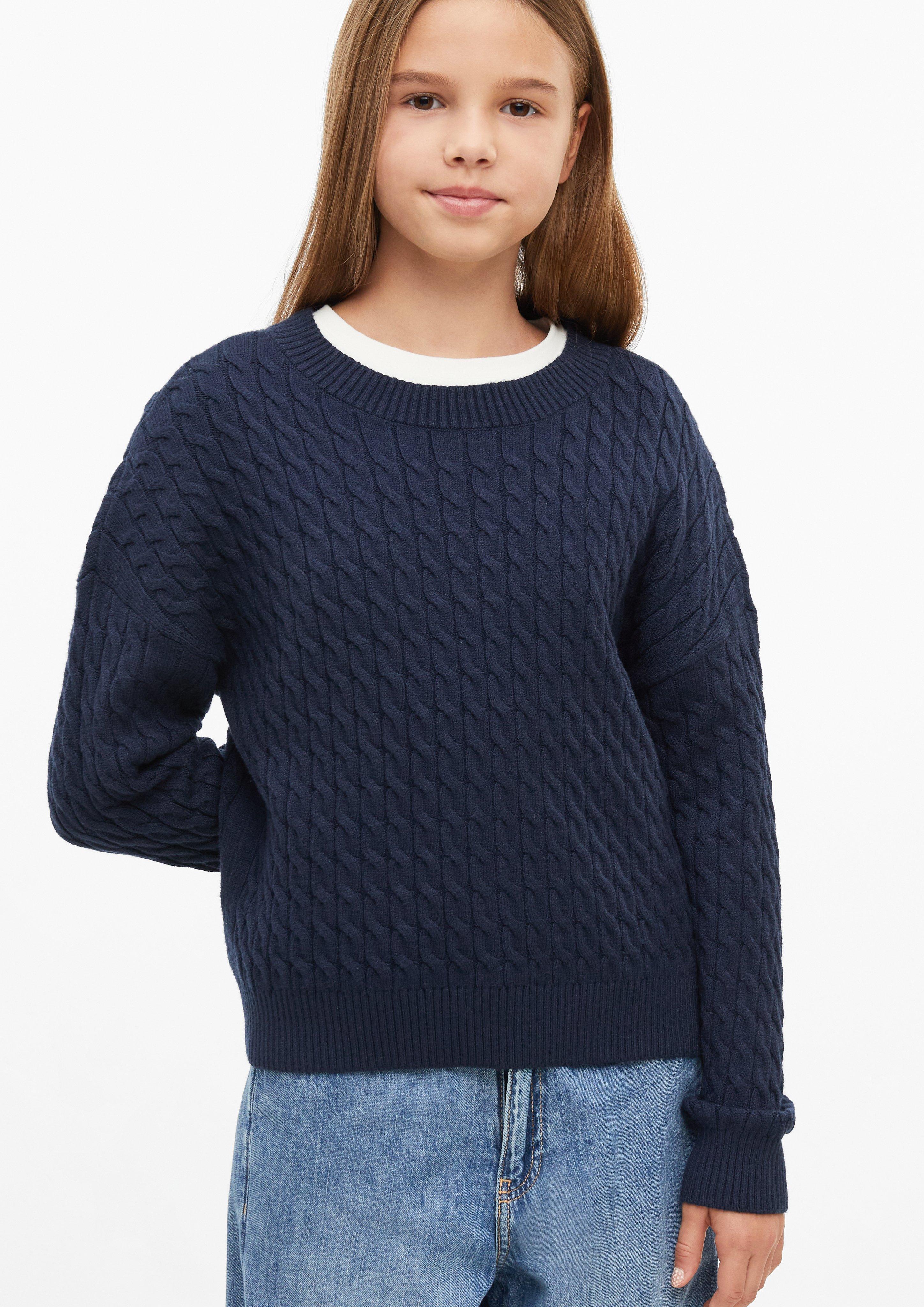 Děti Strickpullover mit Zopfmuster im Loose Fit v barvě modrá od s.Oliver