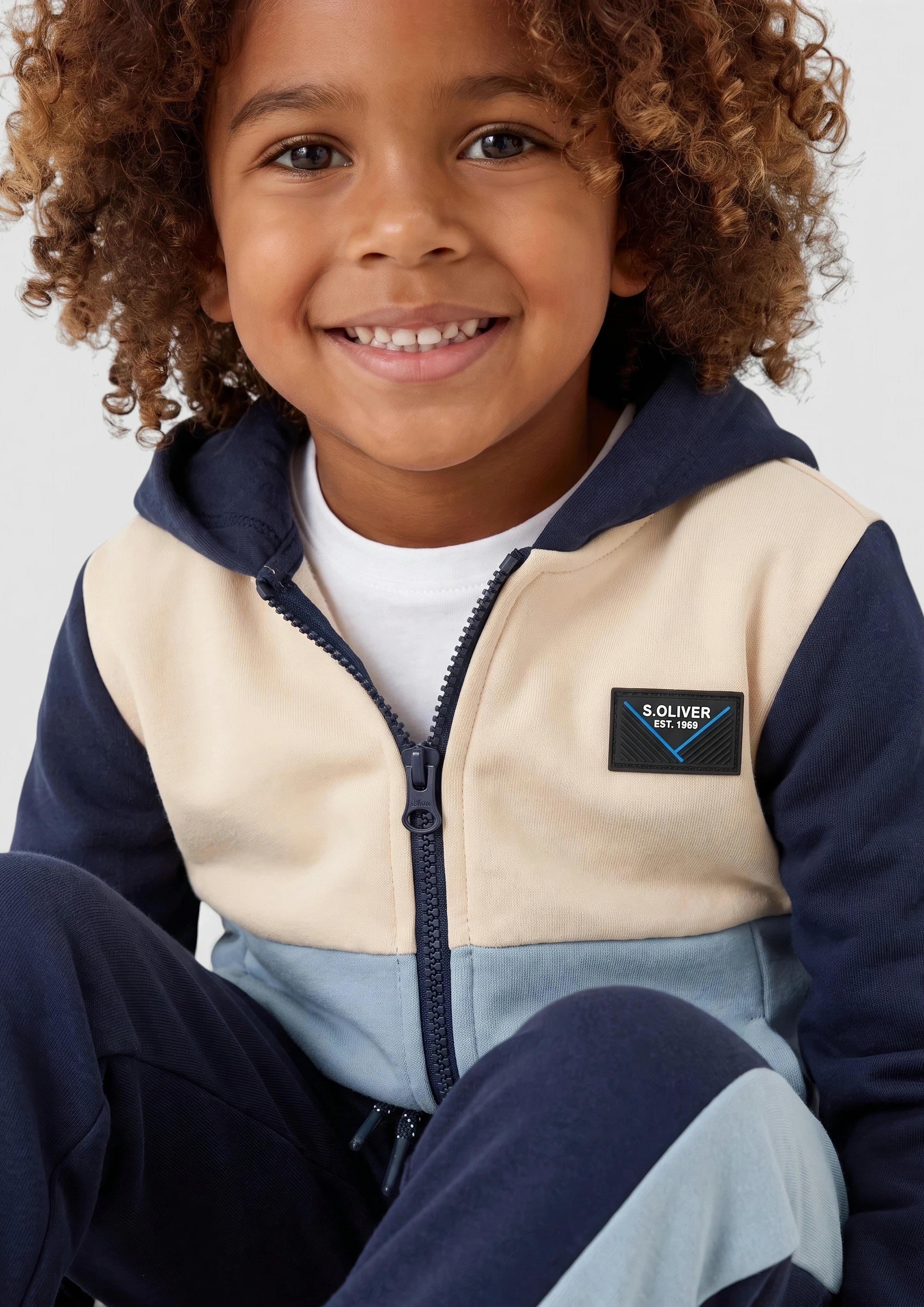 Kinder Kuschelige Sweatjacke mit Colour Blocking in beige von s.Oliver