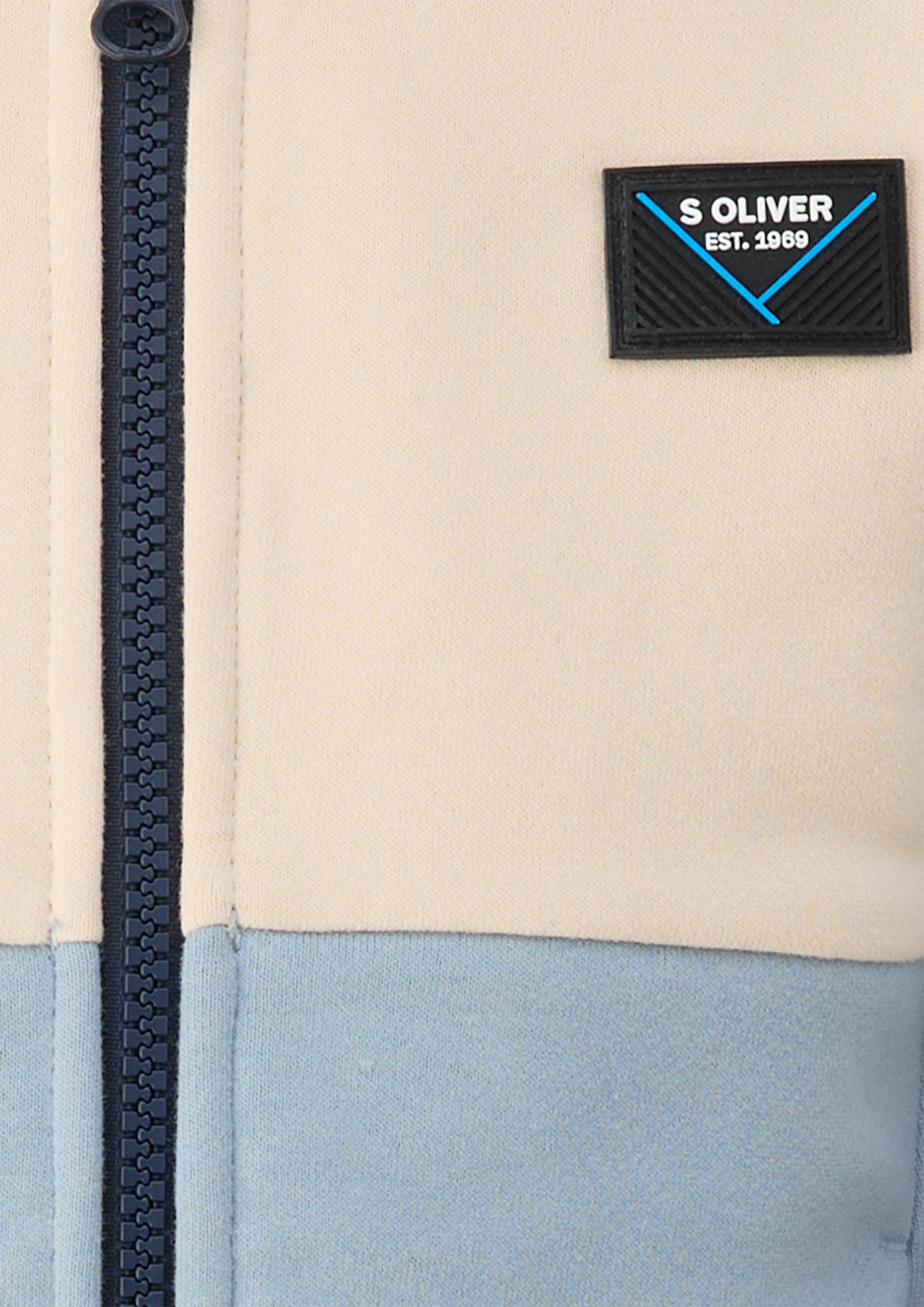 Kinder Kuschelige Sweatjacke mit Colour Blocking in beige von s.Oliver