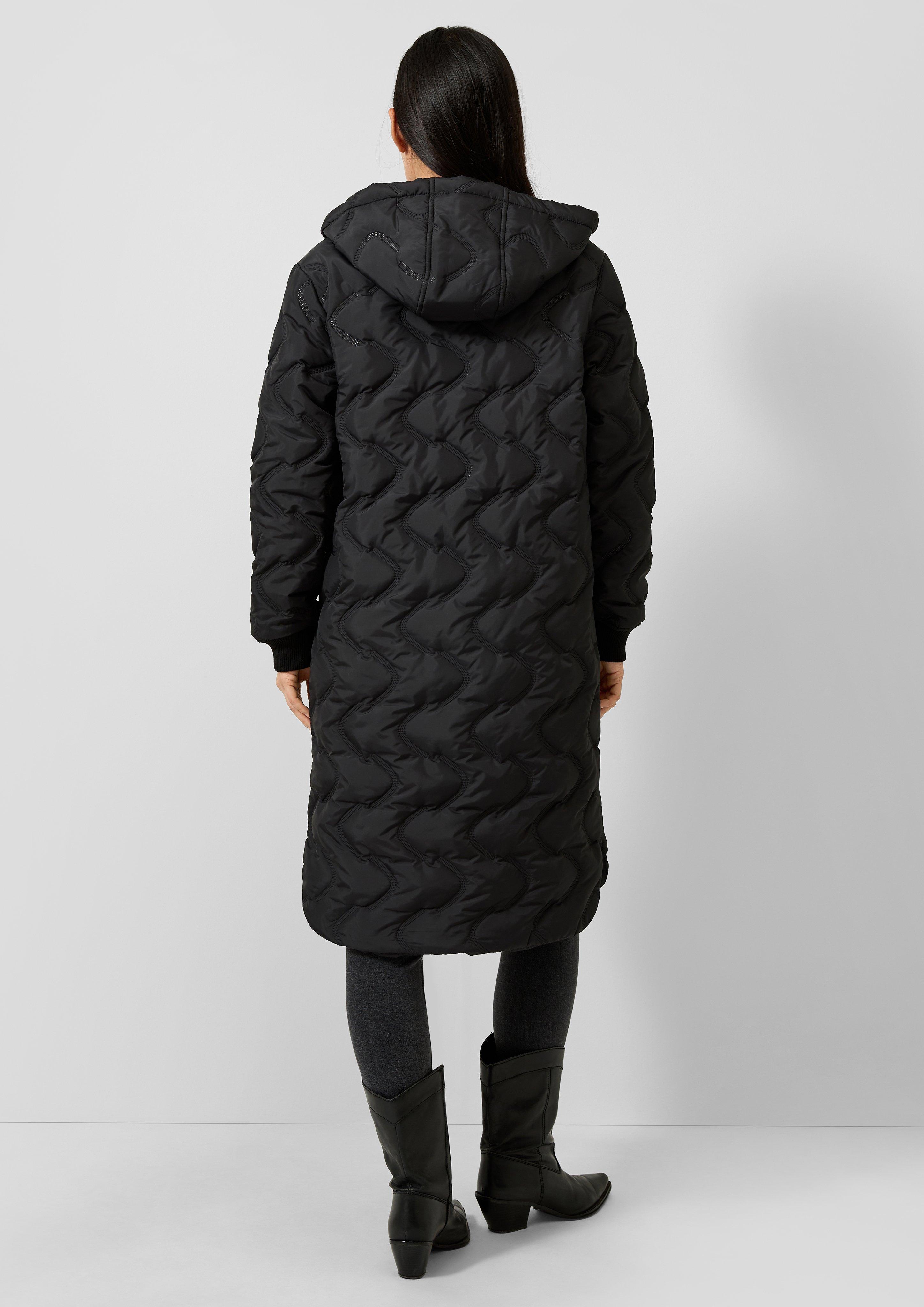 Damen Wattierter Mantel mit geprägtem Muster in schwarz von QS