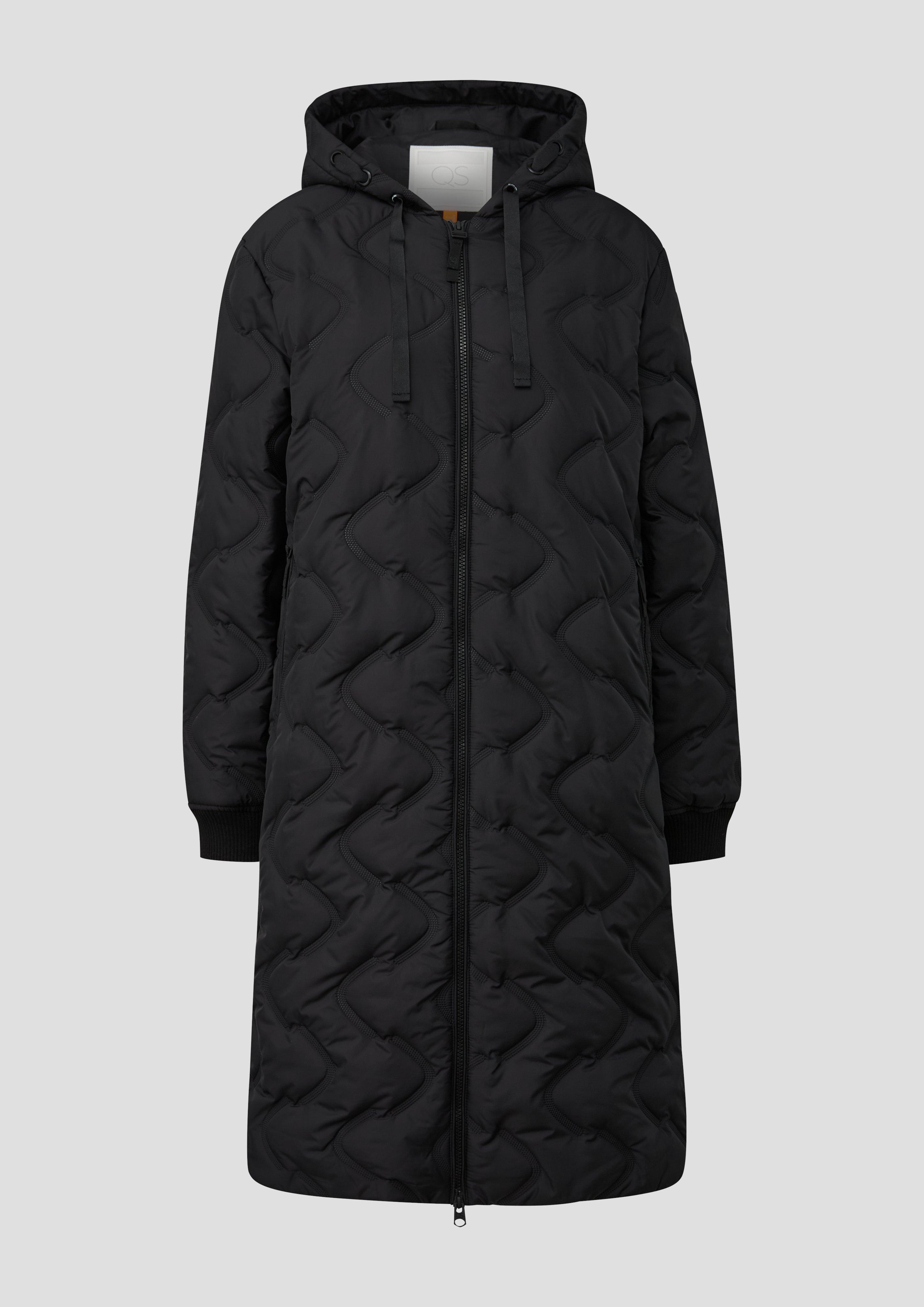 Damen Wattierter Mantel mit geprägtem Muster in schwarz von QS