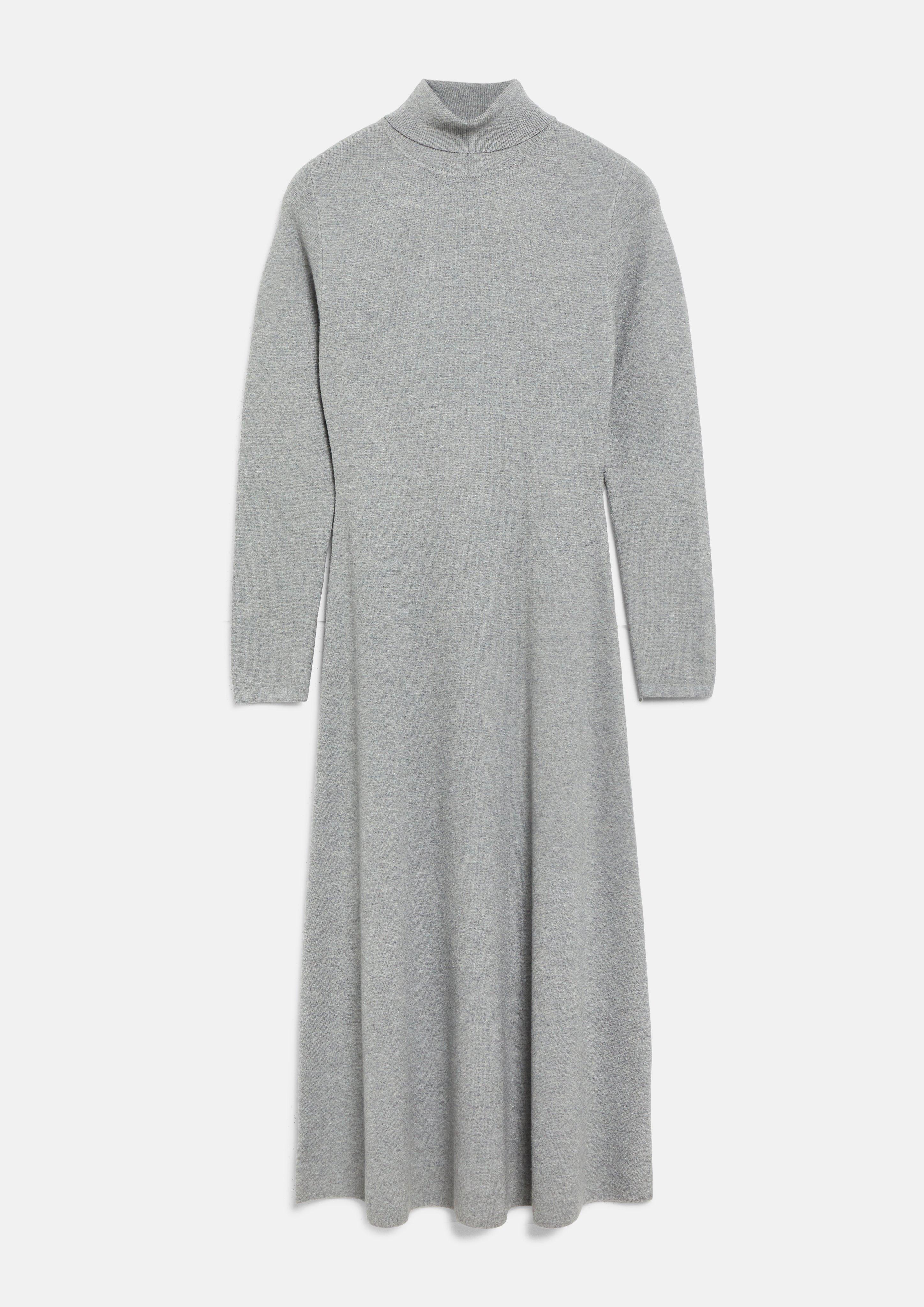 Feinstrick-Kleid mit Rollkragen und ausgestelltem Saum in grau von COMMA