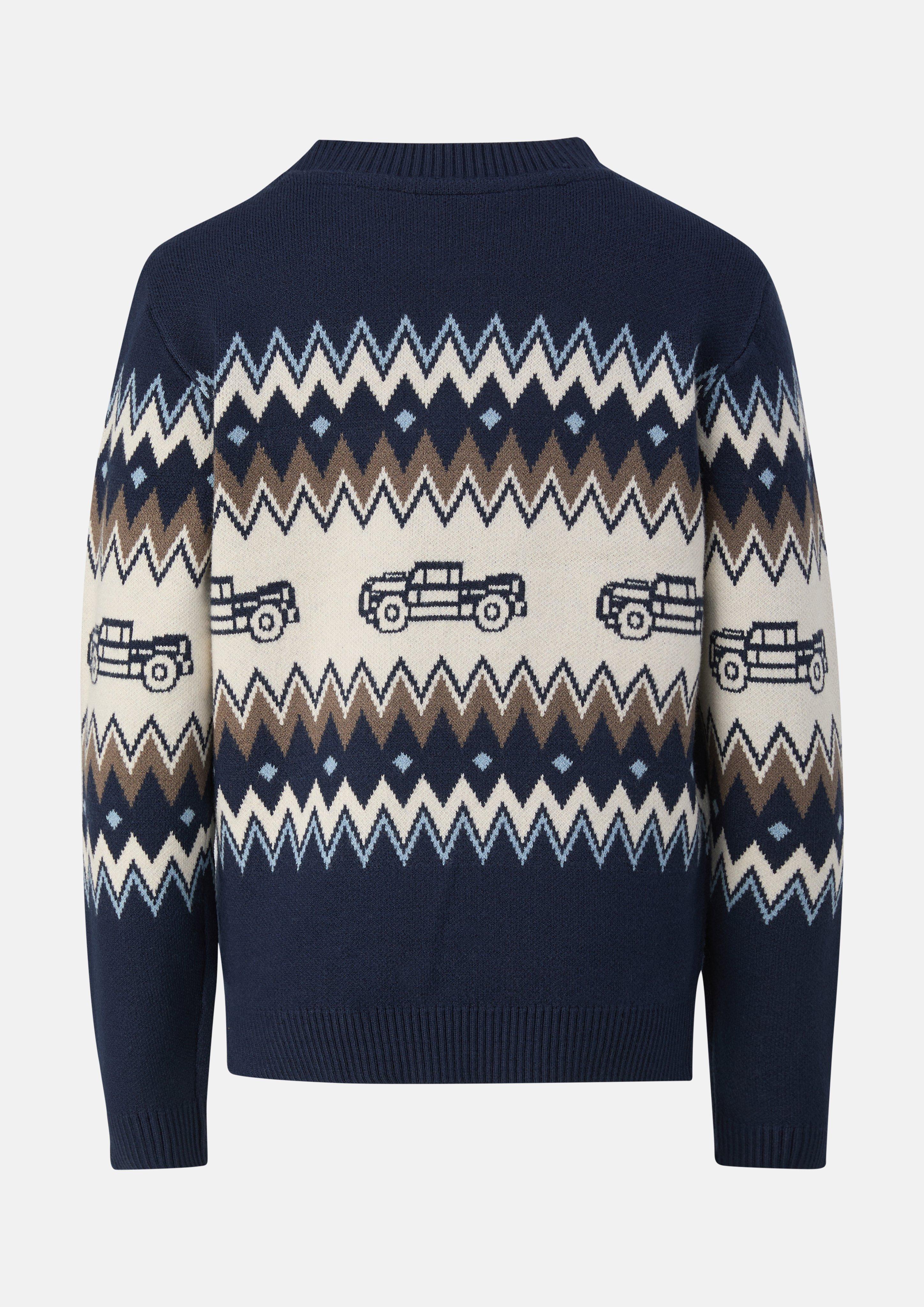 Junior Gebreide trui met intarsia in blauw van s.Oliver