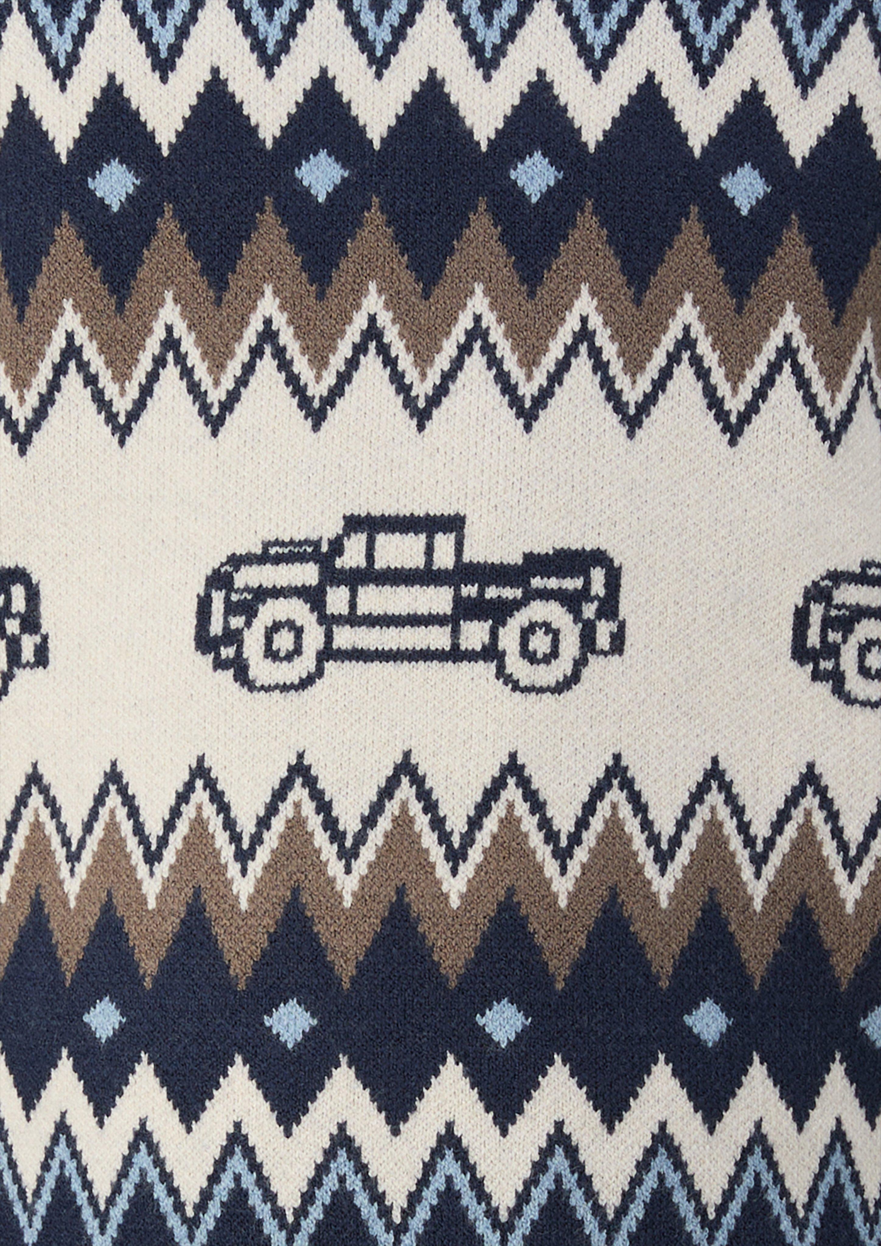Junior Gebreide trui met intarsia in blauw van s.Oliver