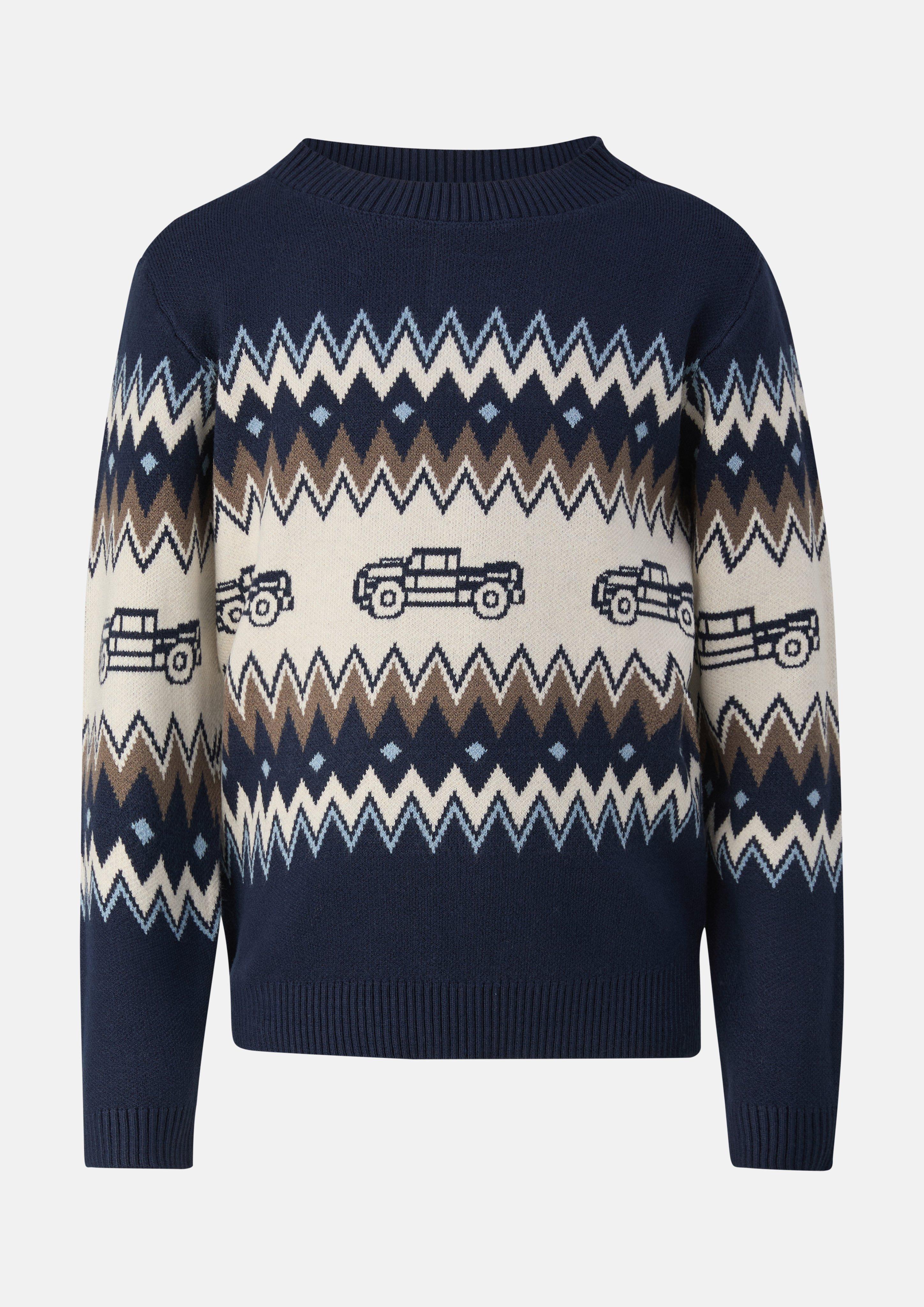 Gebreide trui met intarsia in navy van s.Oliver