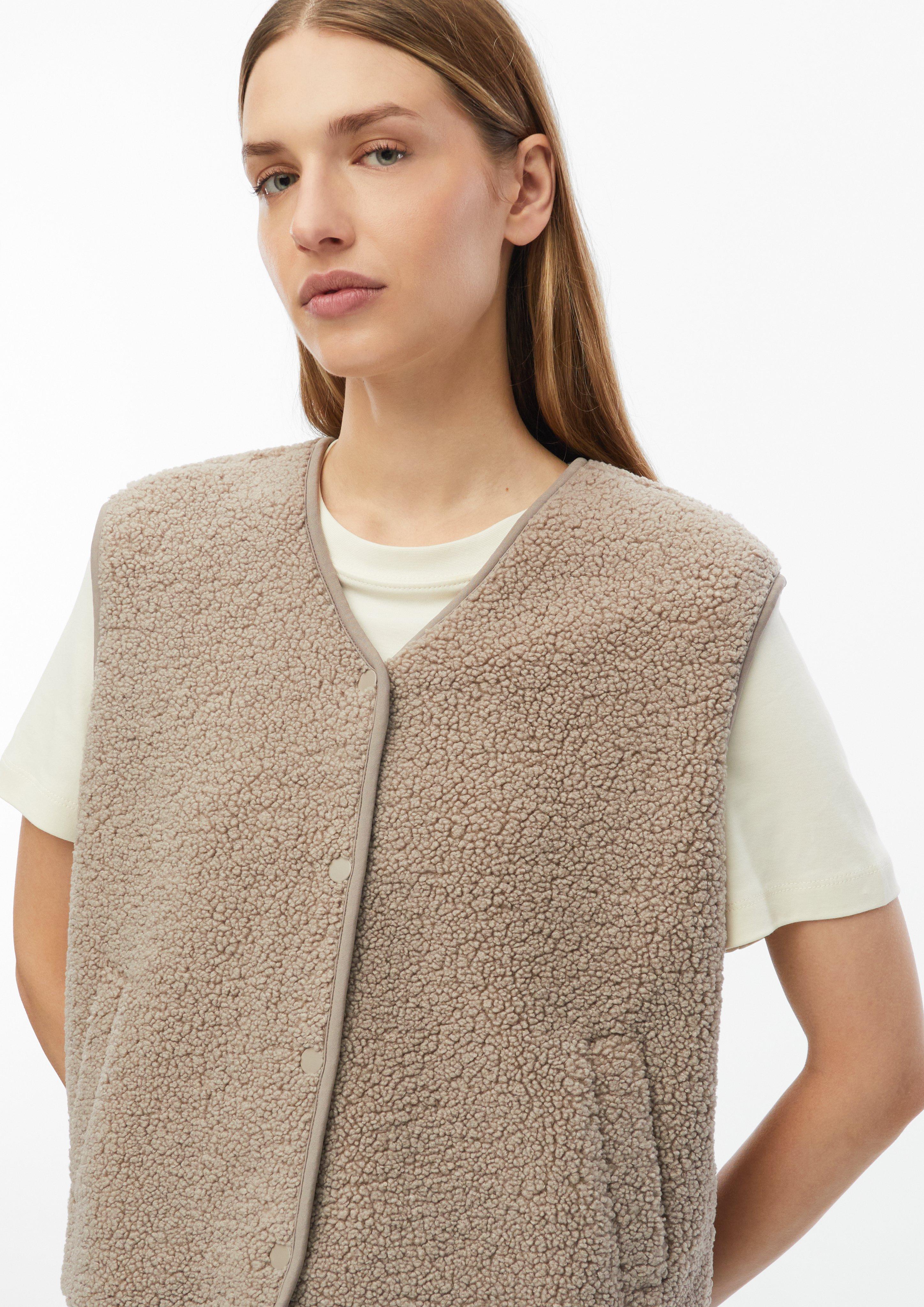 Femmes Gilet en peluche à la coupe décontractée en brun de s.Oliver