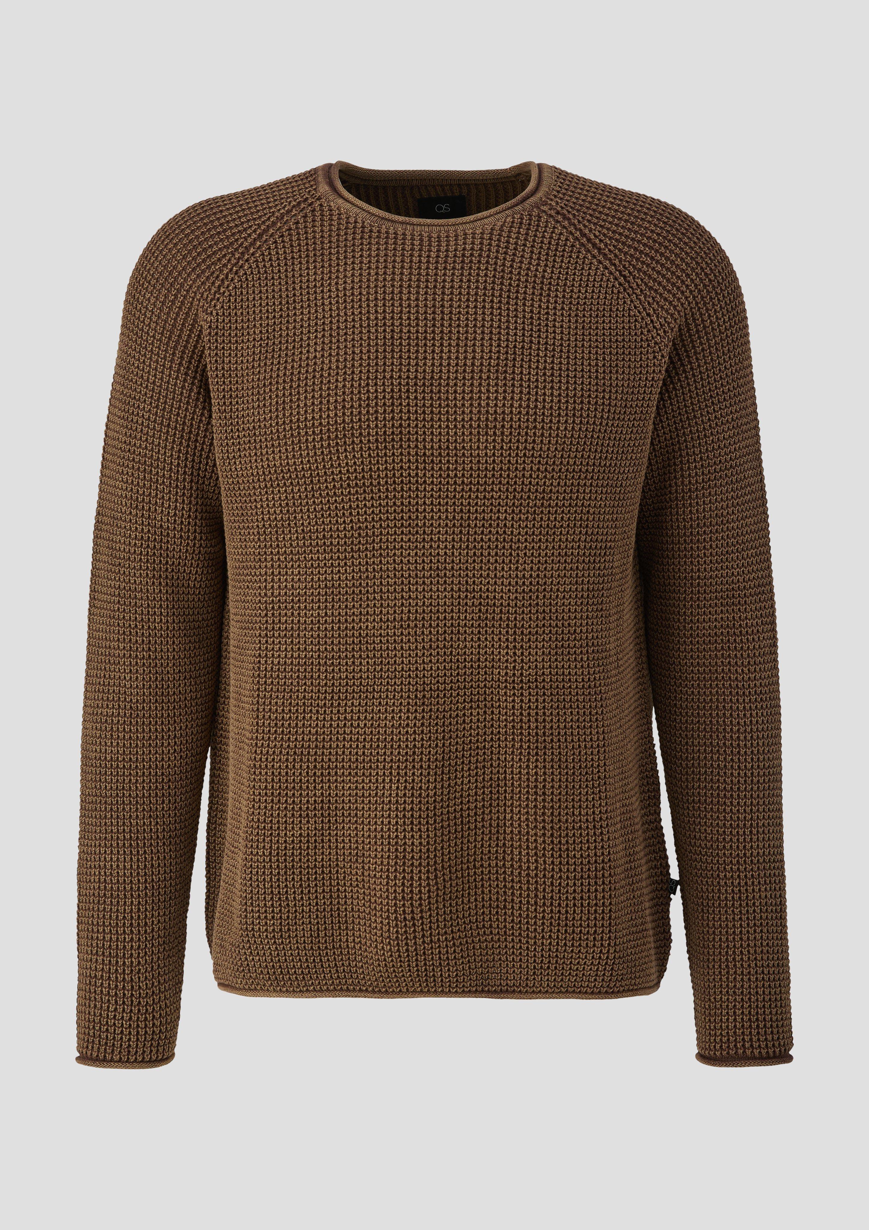Grobstrick-Pullover mit Waschung in Farbe dunkelbraun von QS