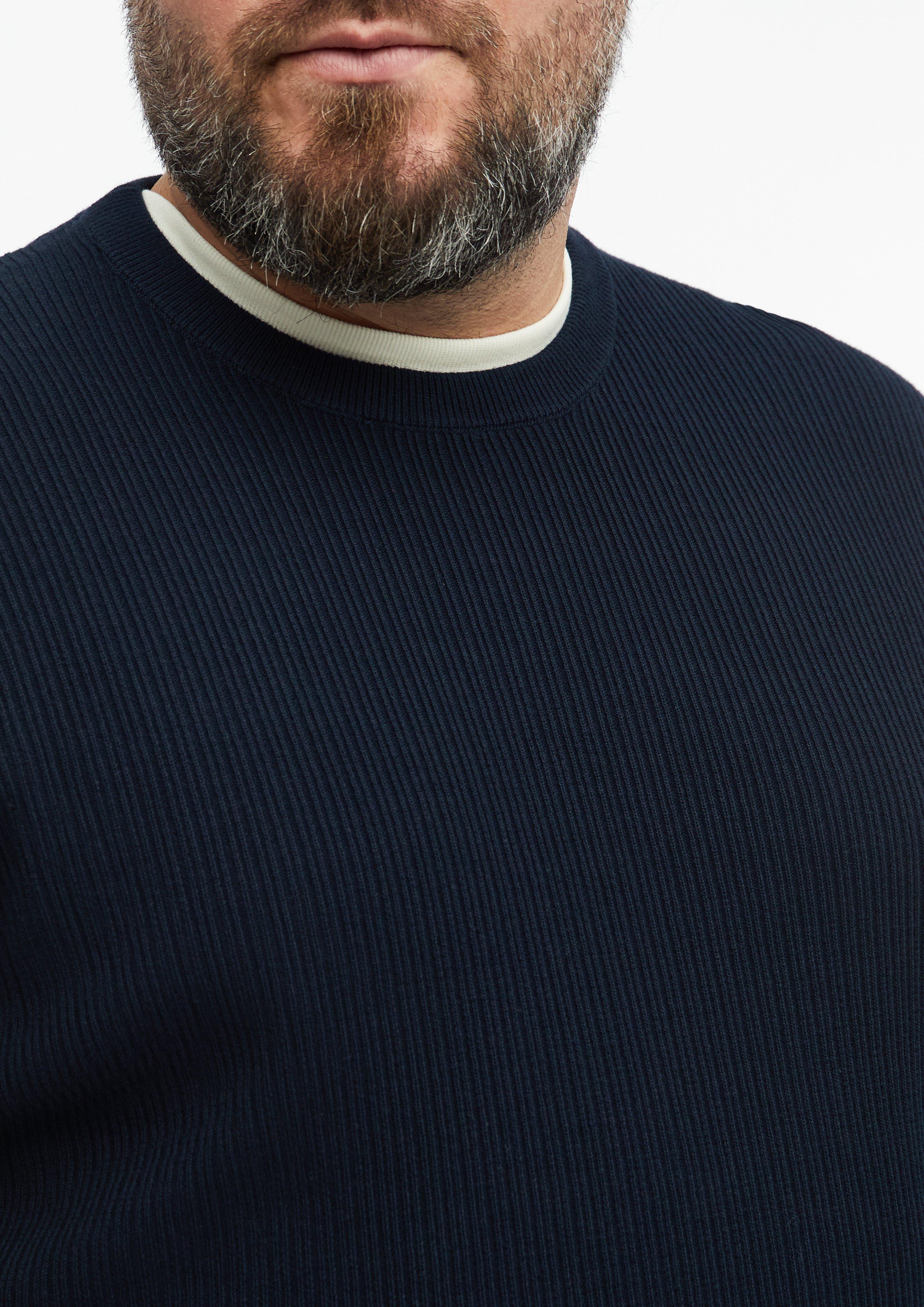 Hommes Pull en coton à côtes en bleu de s.Oliver Men Big Sizes
