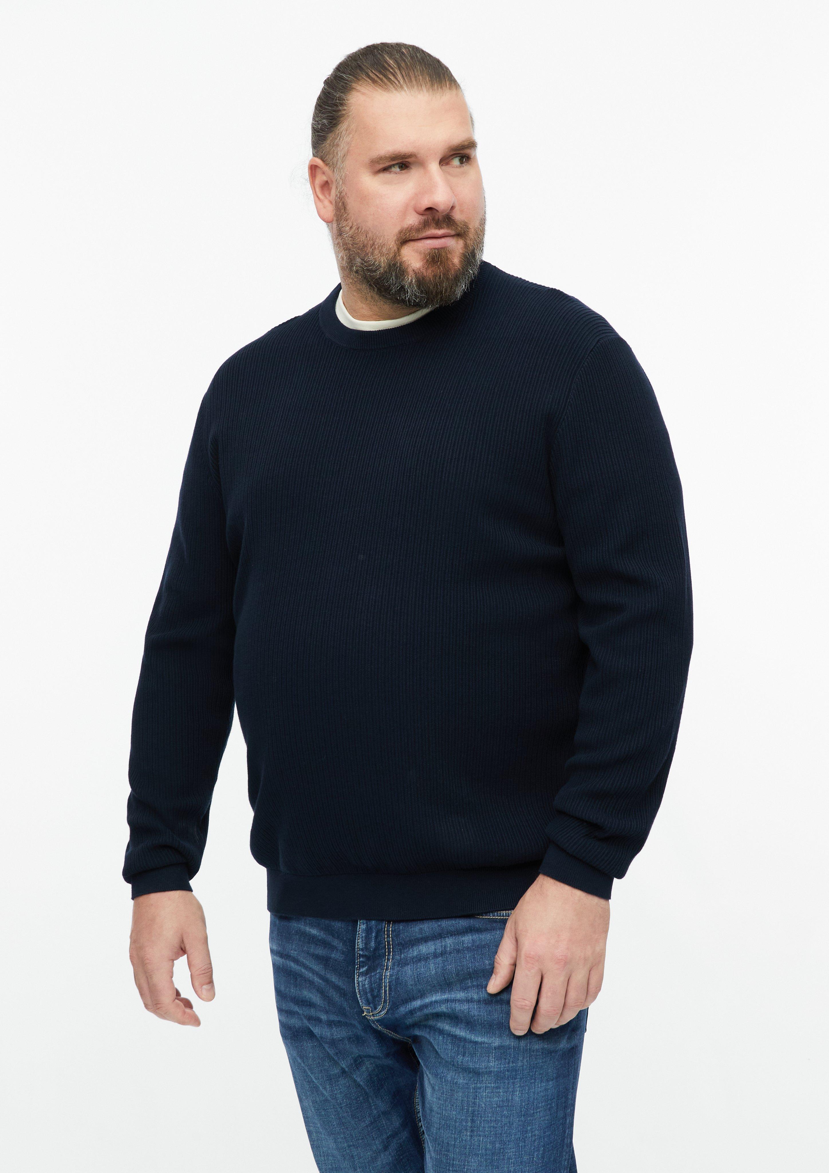 Pull en coton à côtes en bleu marine de s.Oliver Men Big Sizes