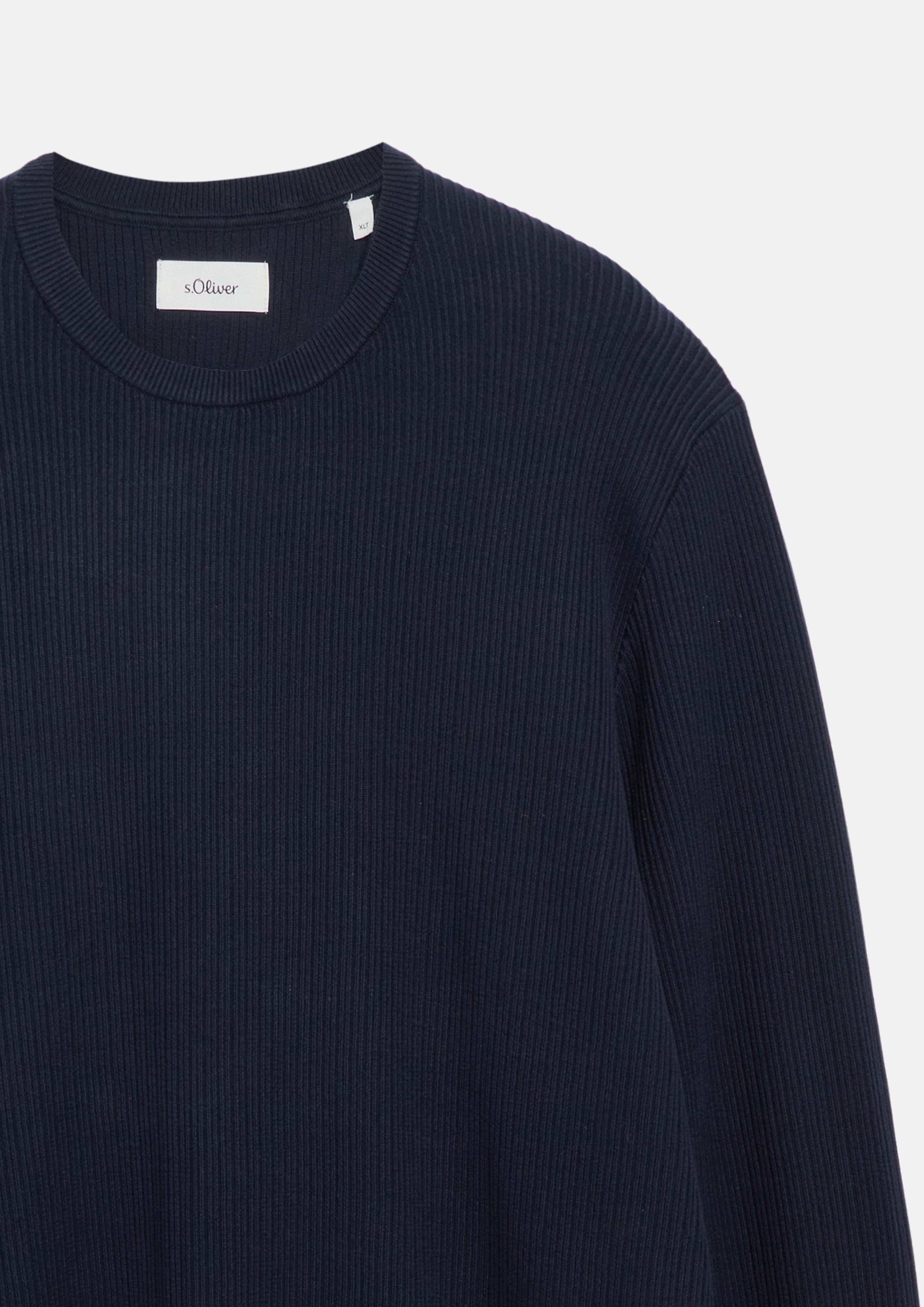 Heren Katoenen trui met ribbelstructuur in blauw van s.Oliver Men Tall Sizes