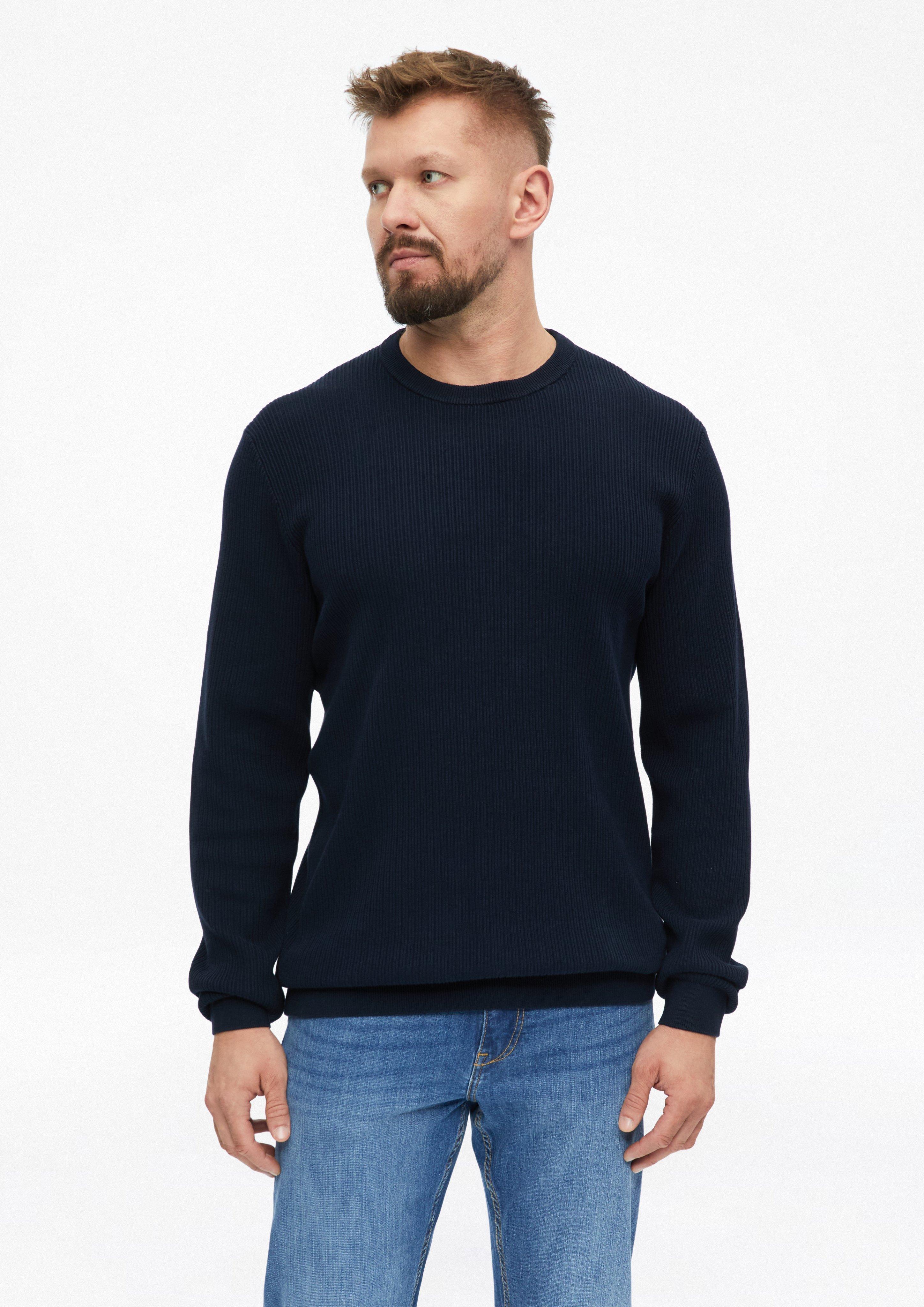 Sweter bawełniany o prążkowanej fakturze w kolorze granatowy od s.Oliver Men Tall Sizes