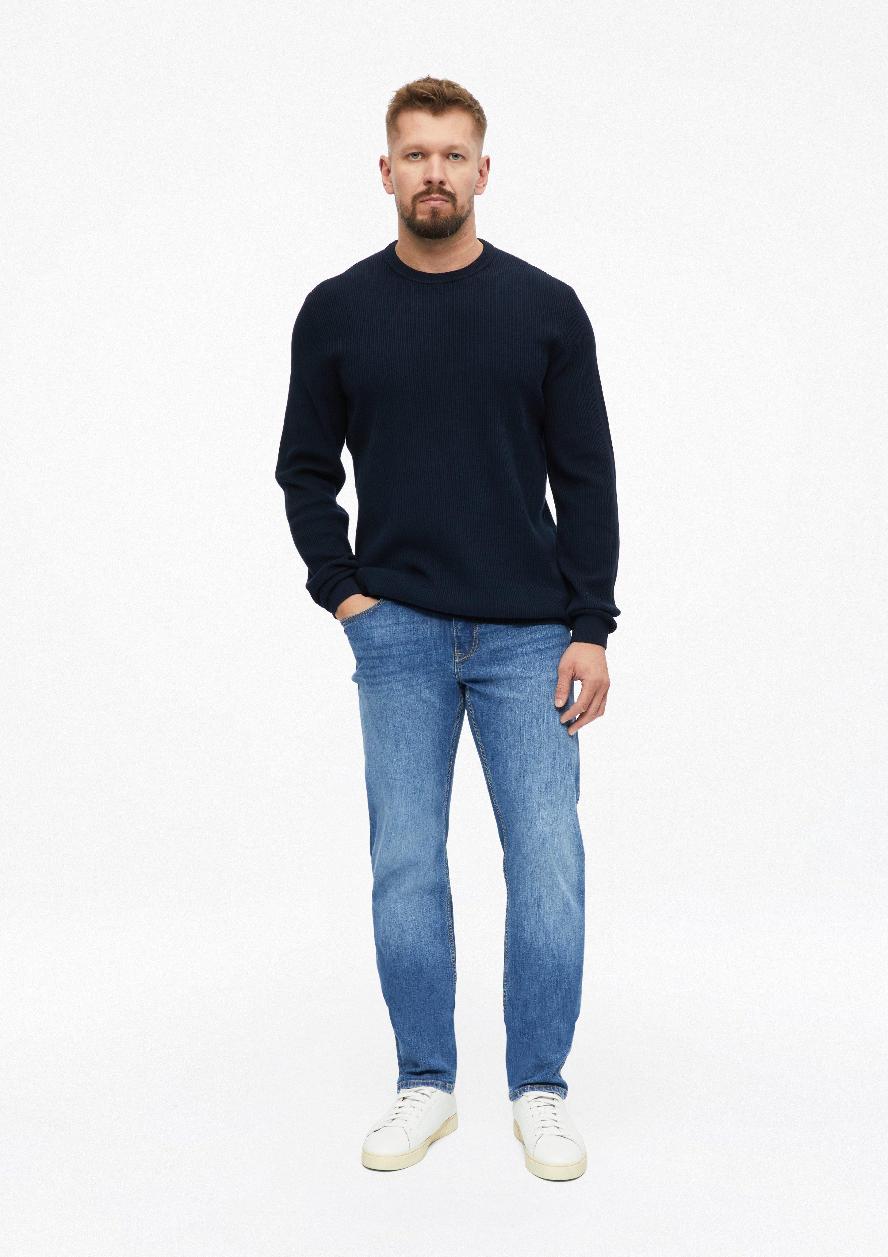 Heren Katoenen trui met ribbelstructuur in blauw van s.Oliver Men Tall Sizes