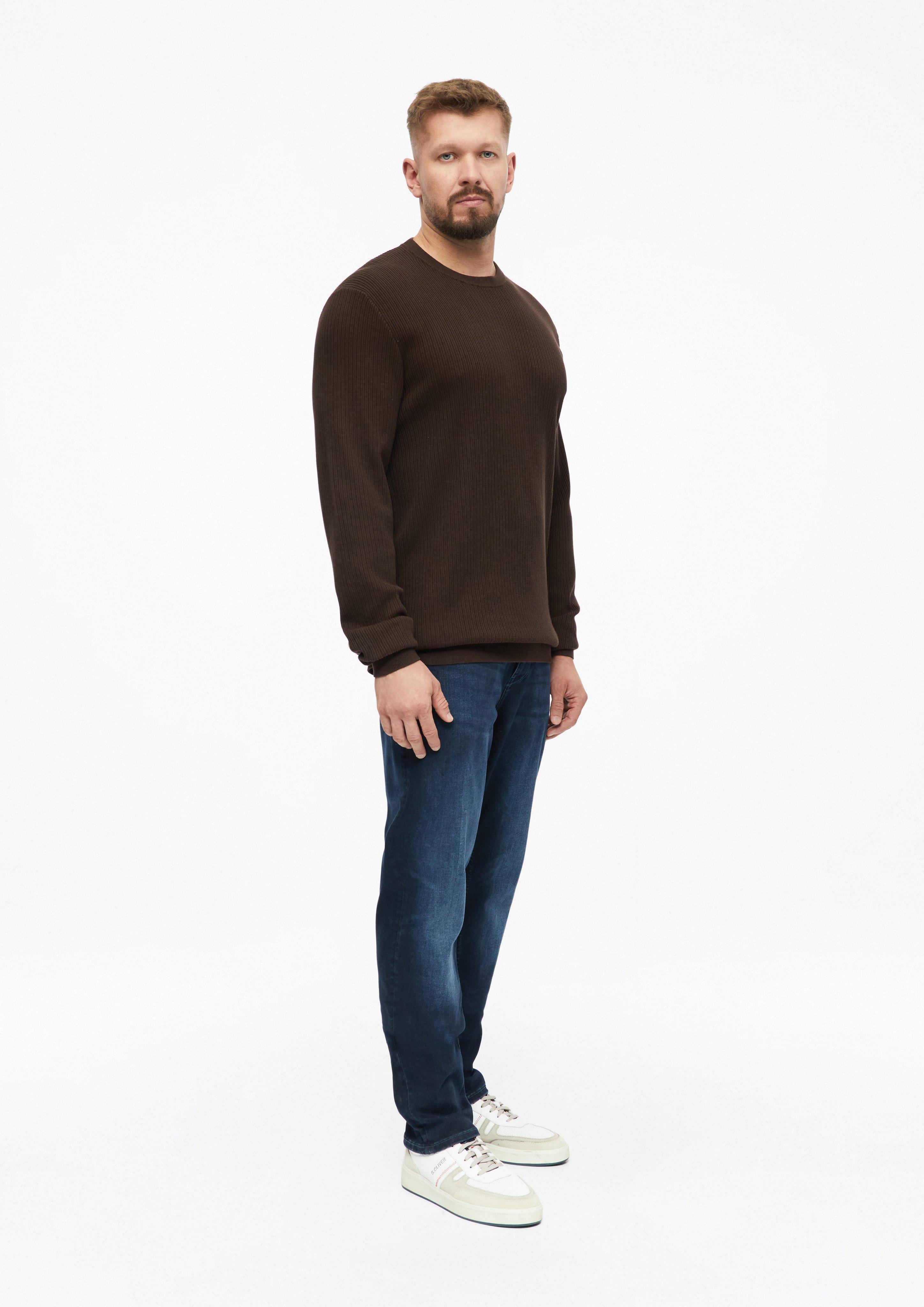Moški Bombažni pulover z rebrasto strukturo v barvi rjava od s.Oliver Men Tall Sizes