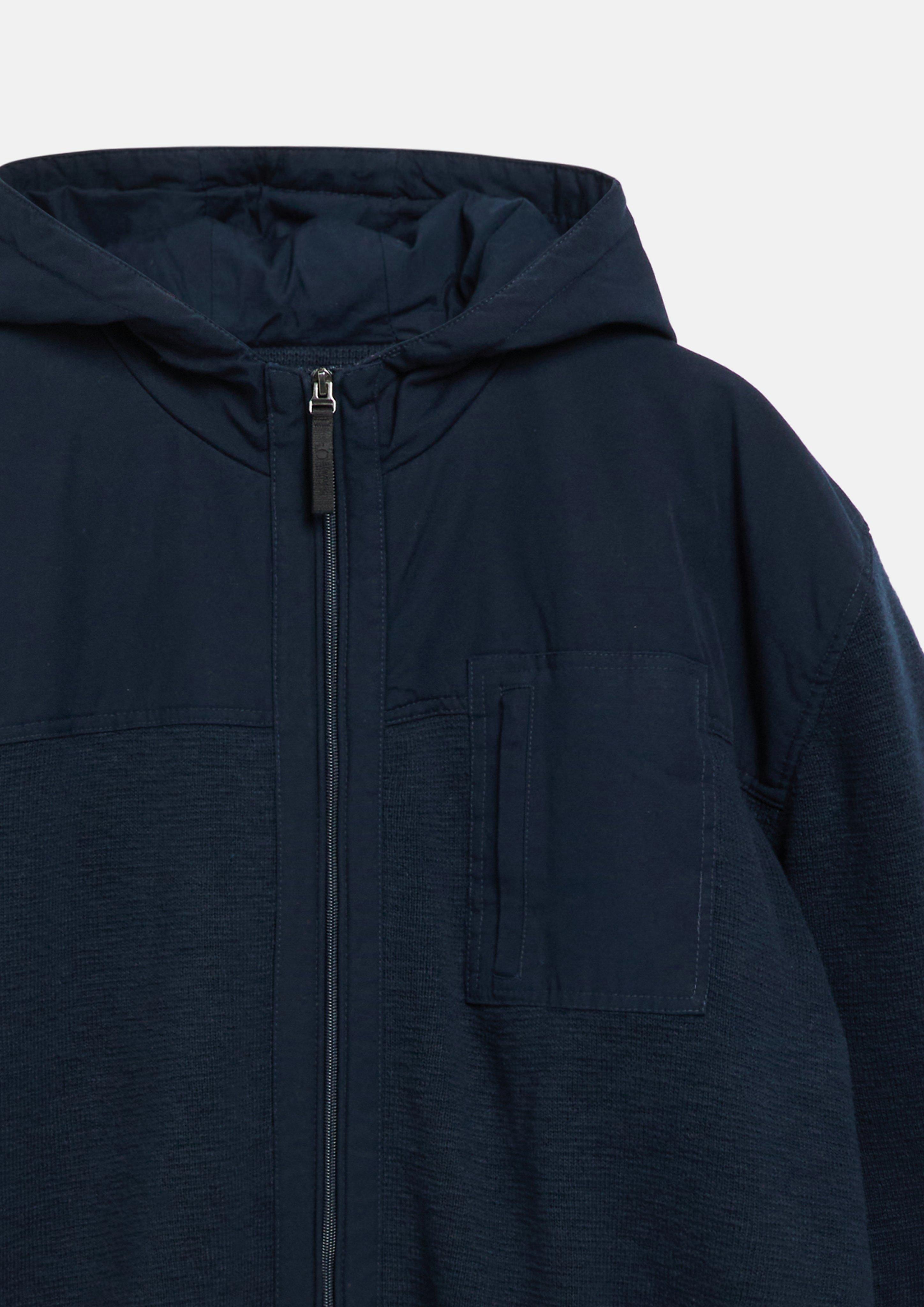 Hommes Cardigan sportif à capuche en mélange de tissus en bleu de s.Oliver Men Big Sizes