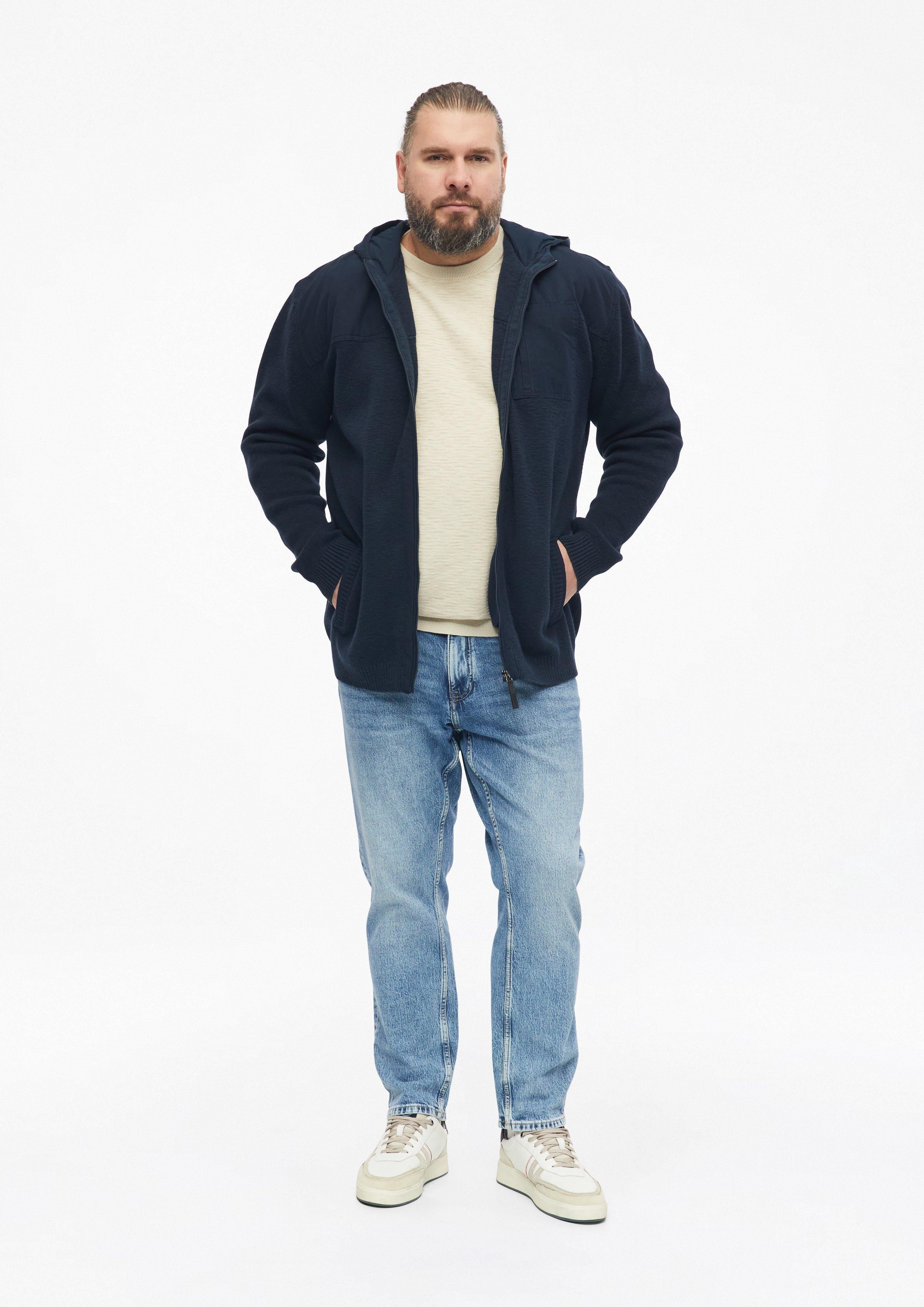 Hommes Cardigan sportif à capuche en mélange de tissus en bleu de s.Oliver Men Big Sizes