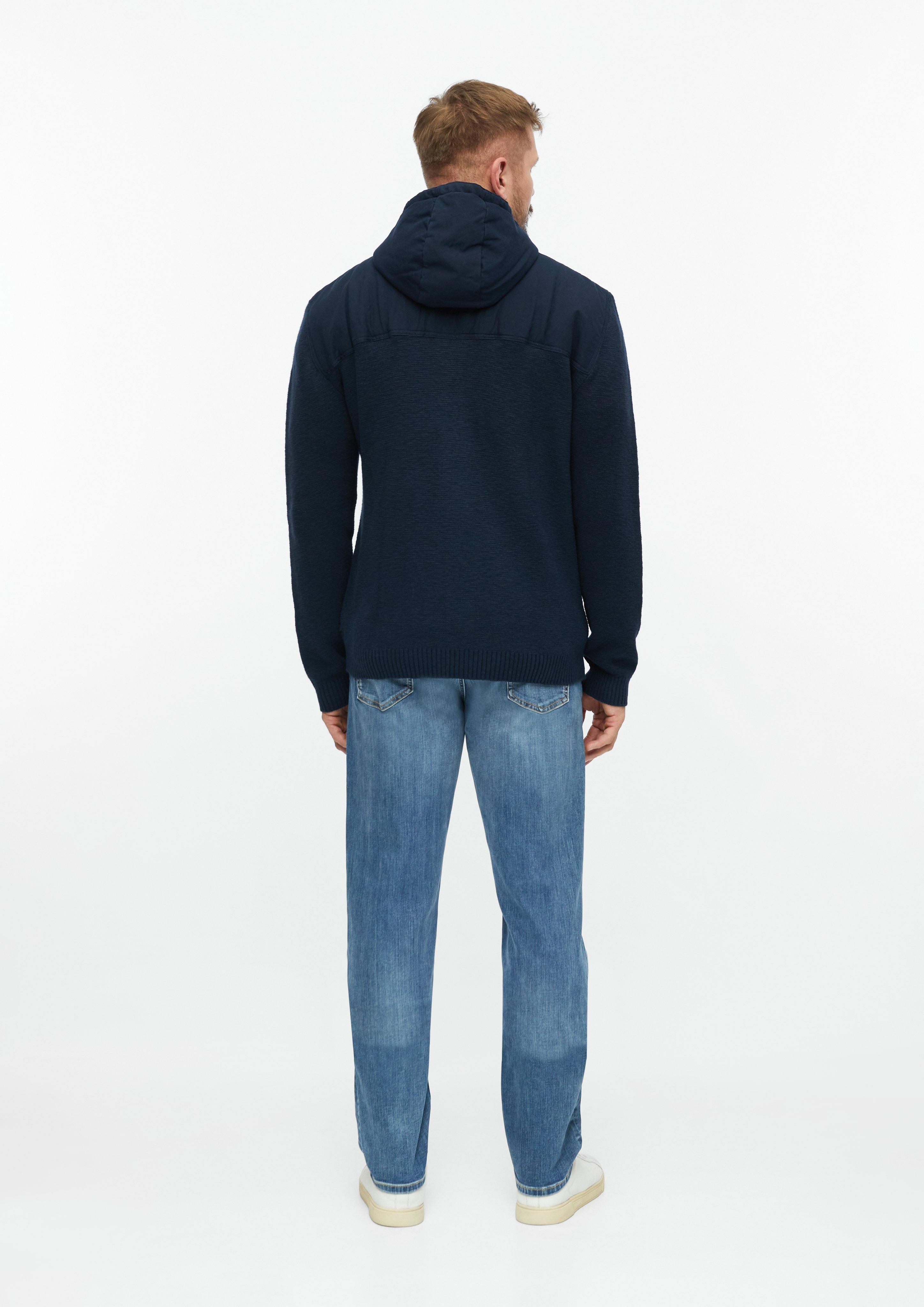 Heren Sportief vest van een mix van stoffen met capuchon in blauw van s.Oliver Men Tall Sizes