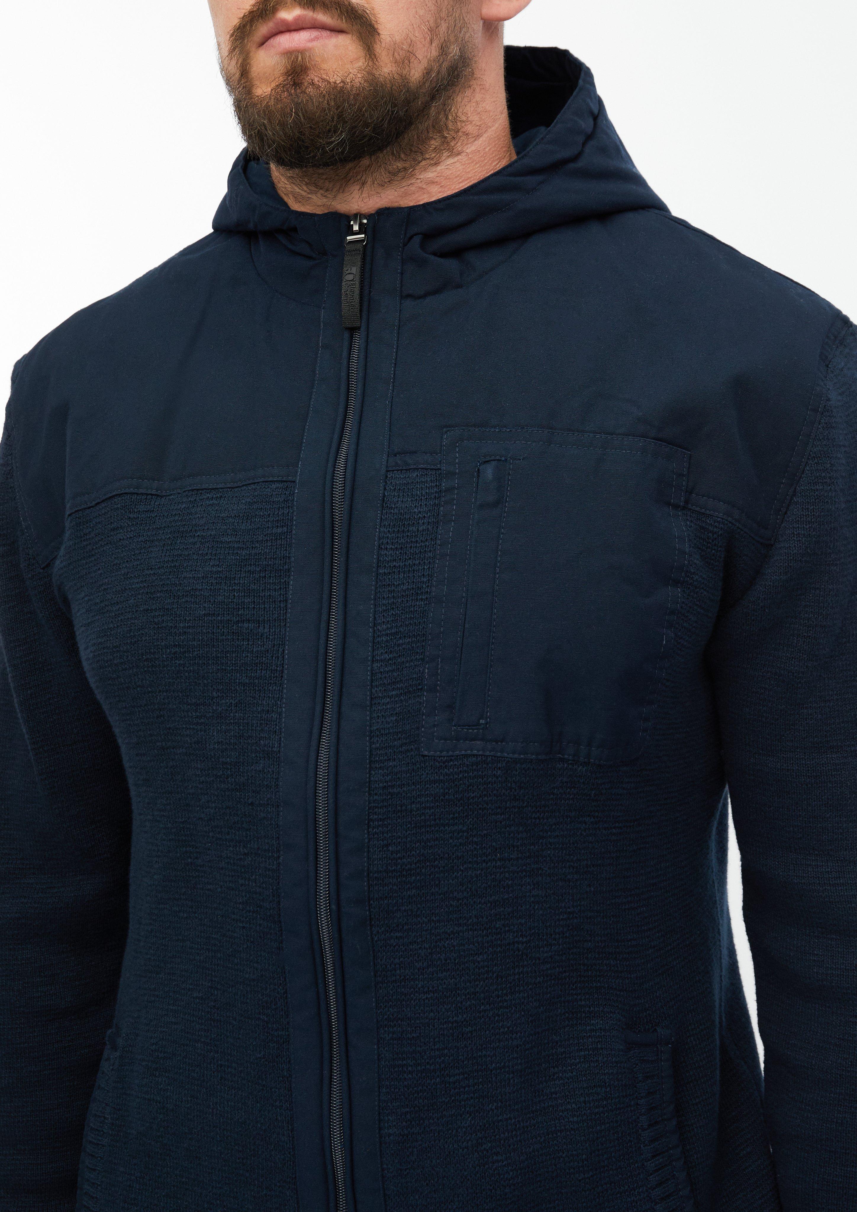 Heren Sportief vest van een mix van stoffen met capuchon in blauw van s.Oliver Men Tall Sizes