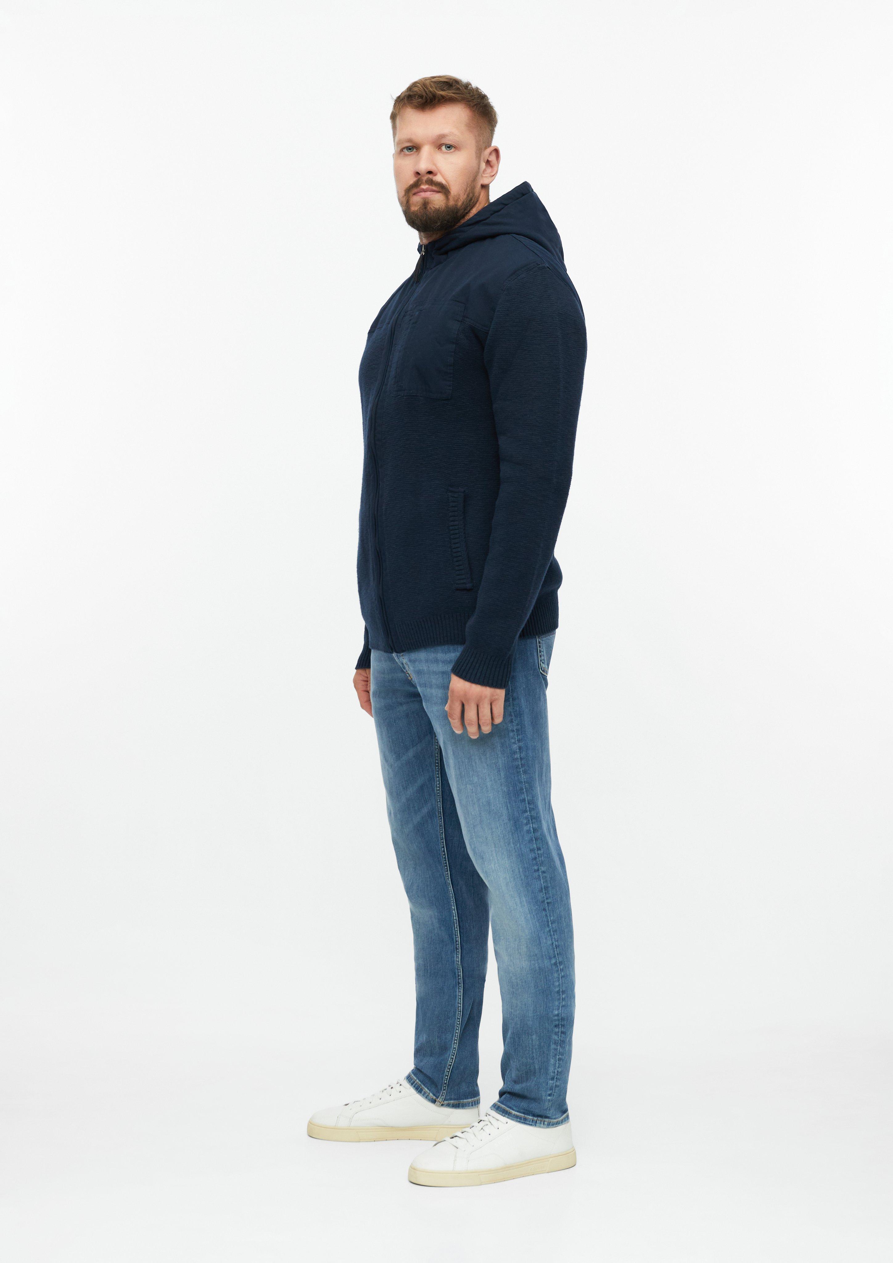 Heren Sportief vest van een mix van stoffen met capuchon in blauw van s.Oliver Men Tall Sizes