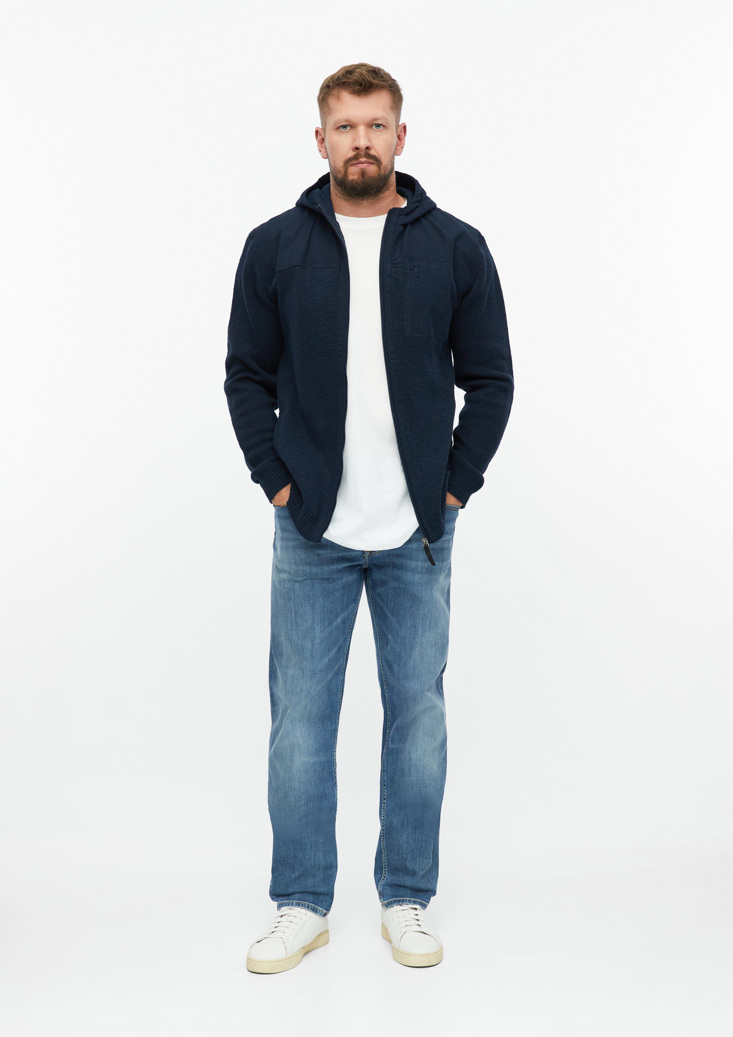 Heren Sportief vest van een mix van stoffen met capuchon in blauw van s.Oliver Men Tall Sizes