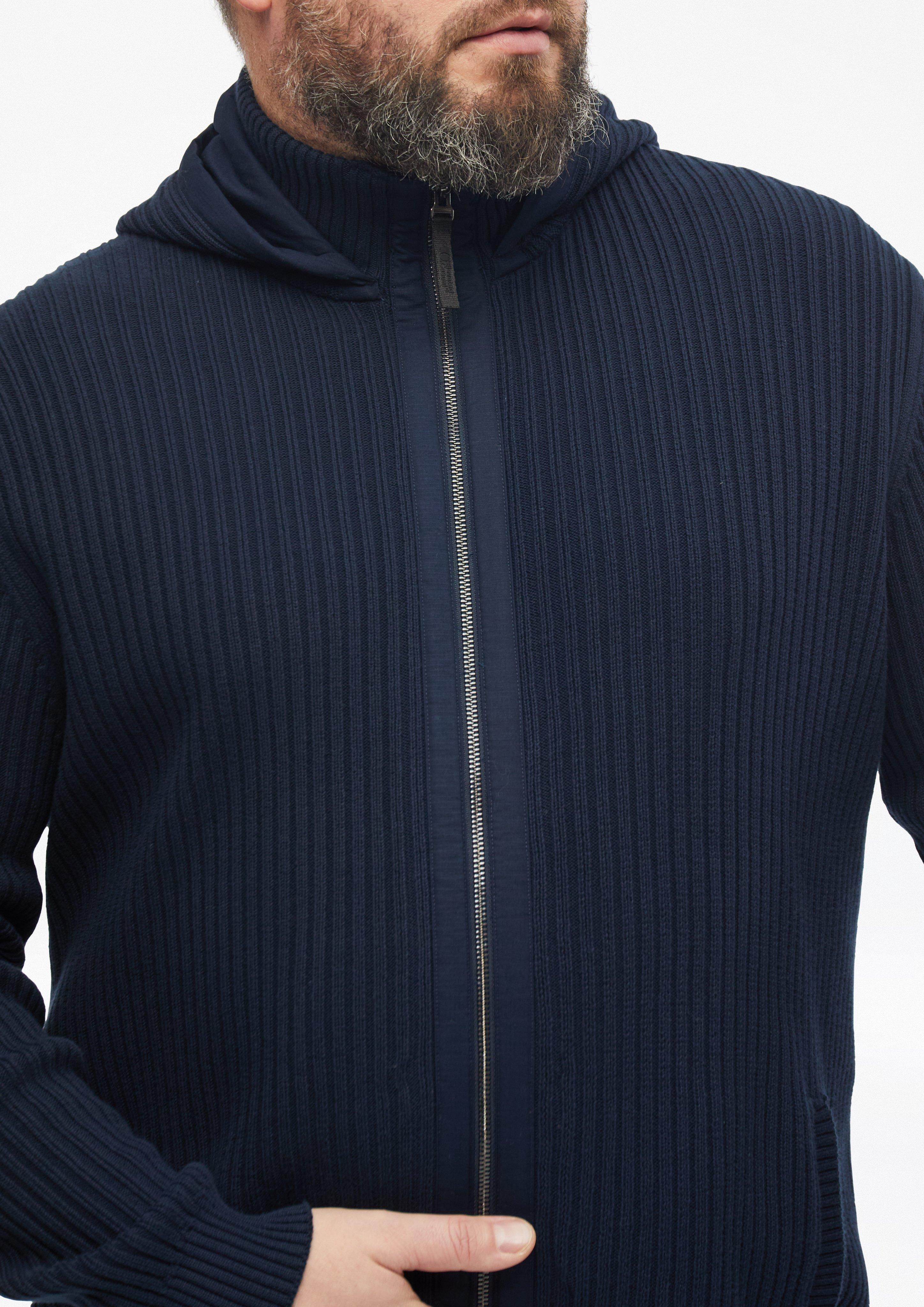 Moški Pletena jopa s kapuco iz mešanice materialov v barvi modra od s.Oliver Men Big Sizes