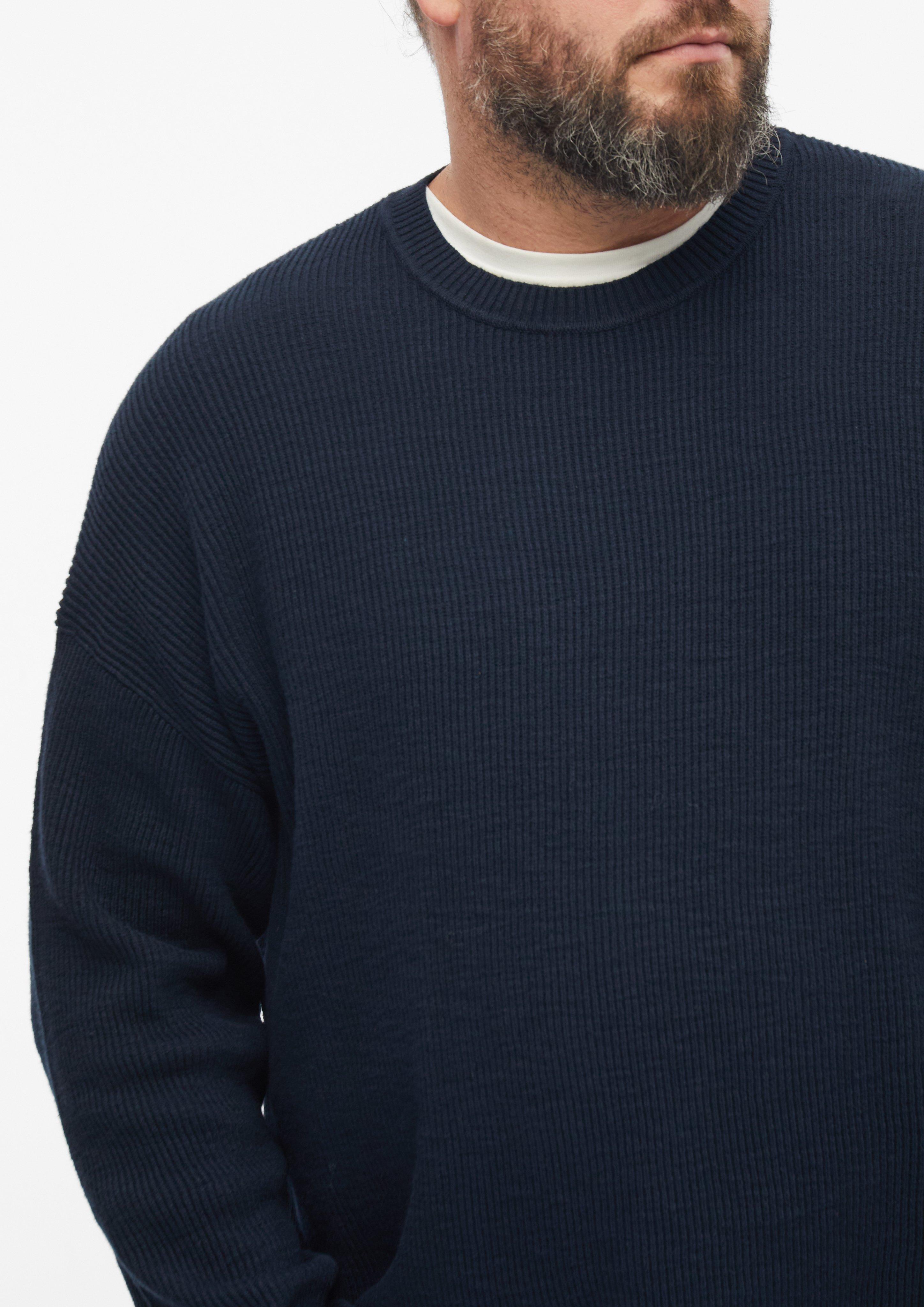 Herren Gerippter Flammgarn-Pullover im Modern Fit in blau von s.Oliver Men Big Sizes